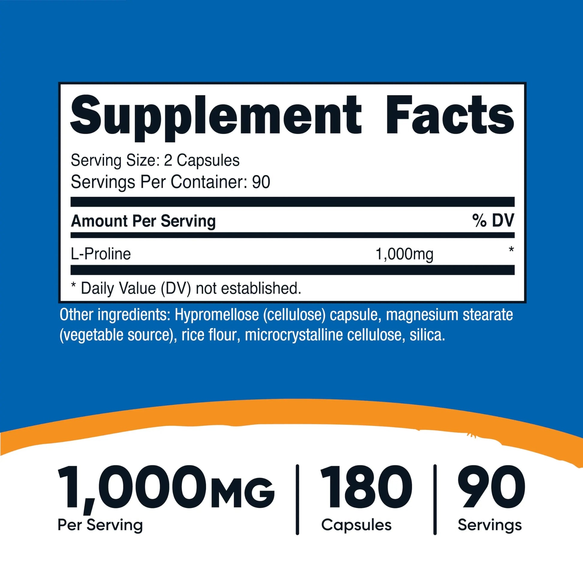 Nutricost L-Proline 1000mg, 180 Capsules (90 Servings) - 500mg Per Cap, Non-GMO, Gluten Free Nutricost uk supplements