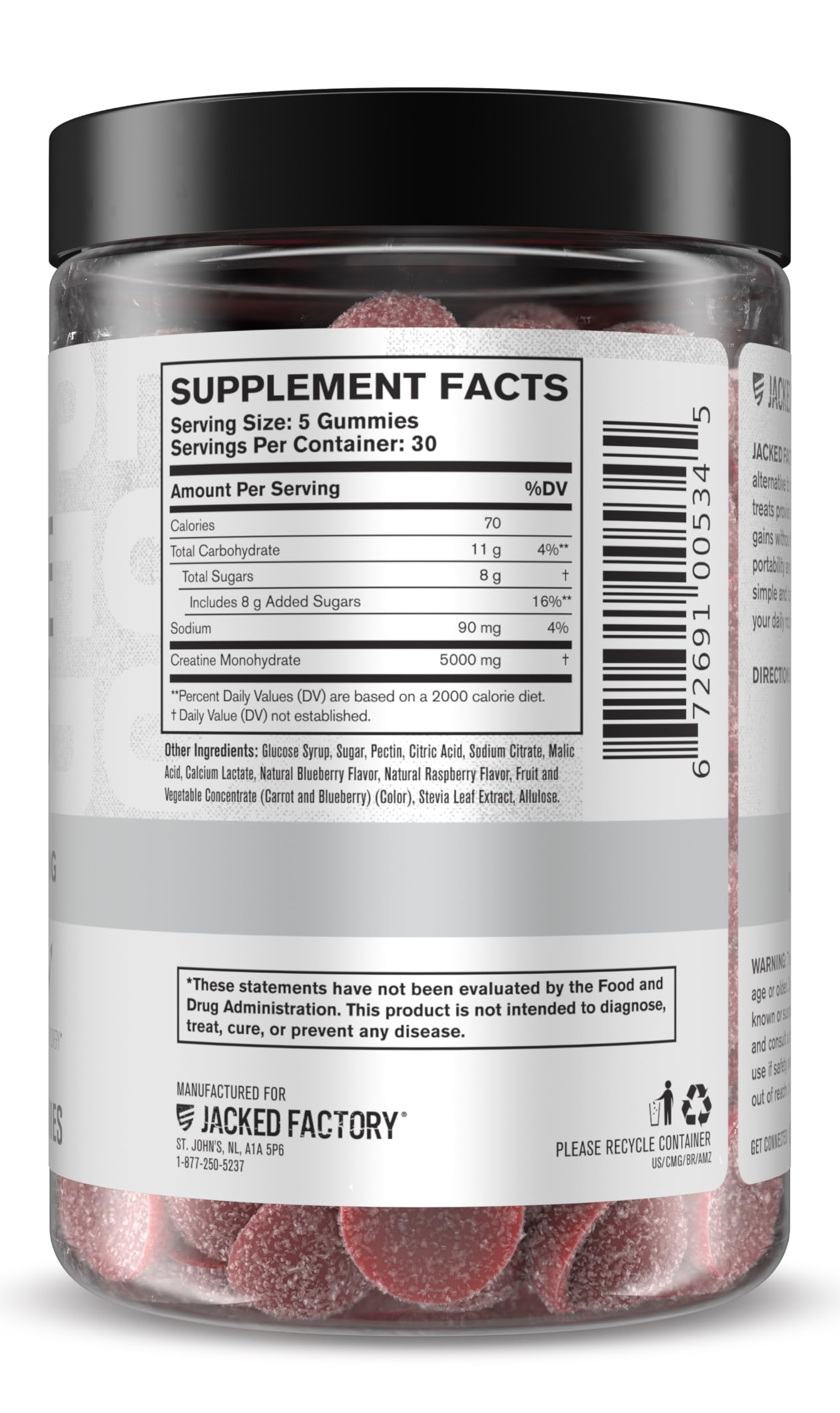 Jacked Factory Creatine Gummies 5g Daily Dose (1g per Gummy) - Creatine Gummy for Men and Women, Vegan-Friendly, Travel-Friendly, Third-Party Tested - 150 Gummies, Blue Raspberry Jacked Factory uk supplements