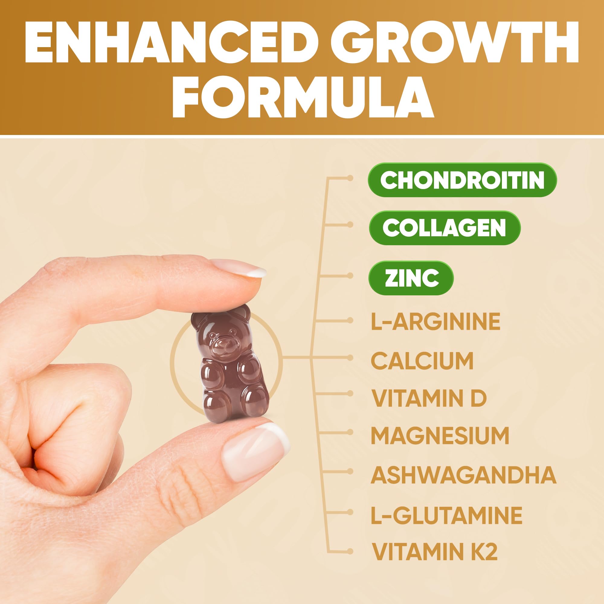 Height Growth Increase Vitamin Gummies, Calcium 100mg, Magnesium Glycinate 30mg, Zinc, Ashwagandha, Vitamin K2 D3 25mg Grow Tall Maximizer Supplement, Multivitamin for Kids, Teens Boy & Girl, Adults HighSpot uk supplements