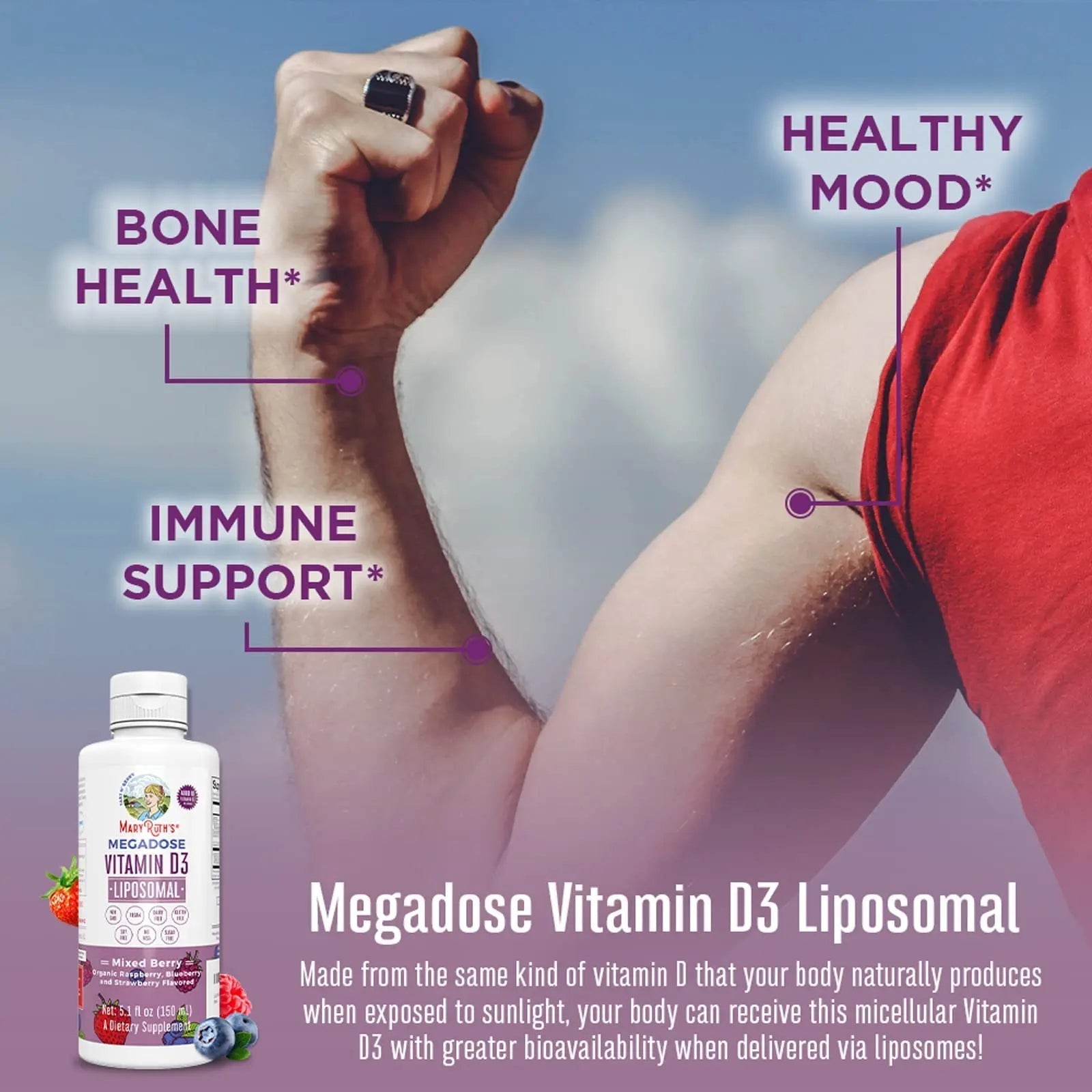 MaryRuth Organics Kids Multivitamin Liposomal (Strawberry Cherry & Vanilla) & Vitamin D3 Liposomal (Mixed Berry) Clean Label Project Verified MARYRUTH'S uk supplements