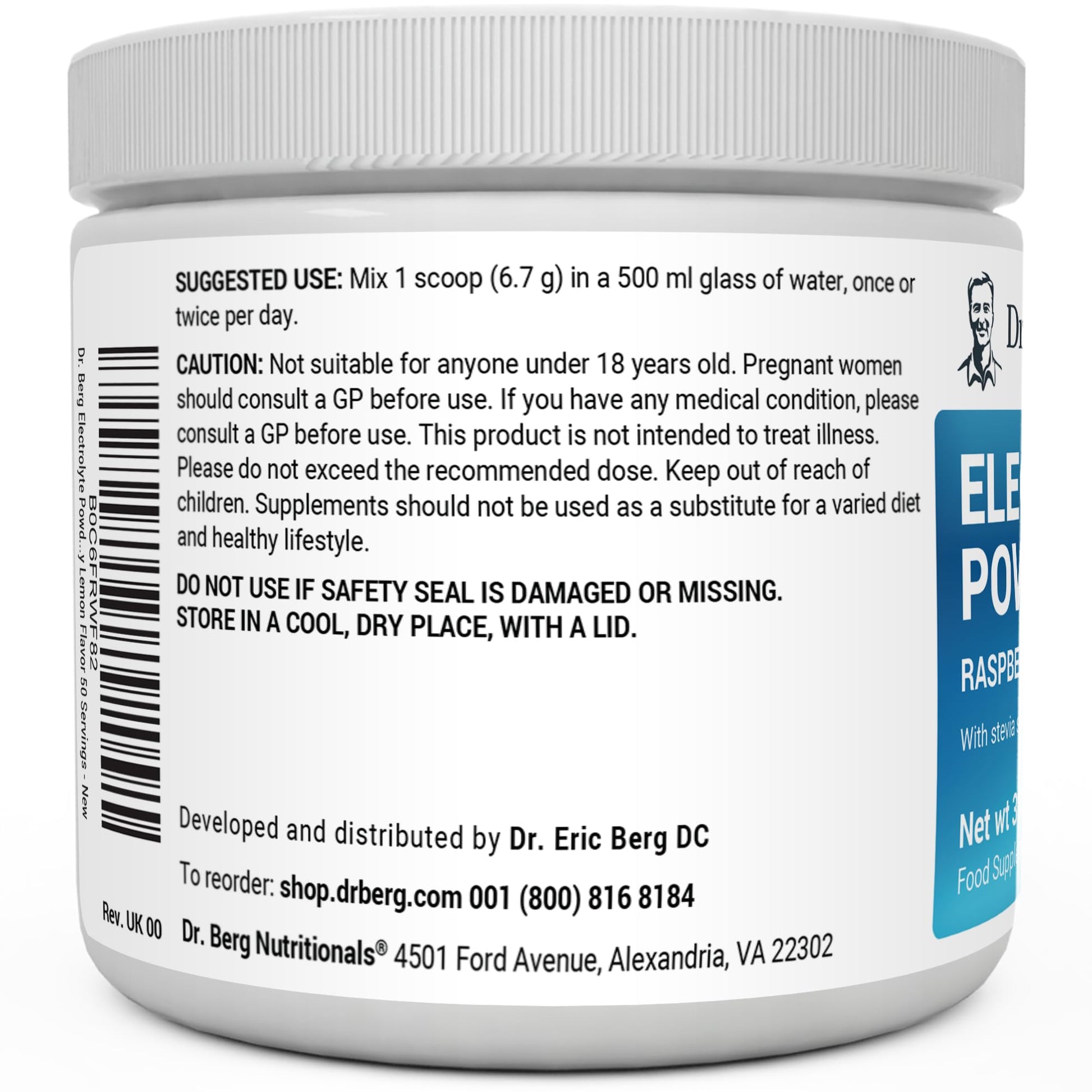 Dr. Berg Electrolyte Powder - Electrolyte Drink Supplements with 1000mg Potassium Dr. Berg Nutritionals uk supplements