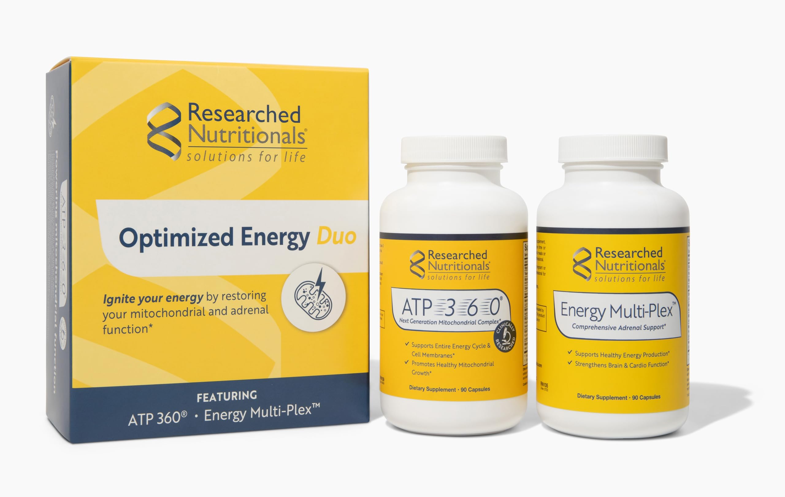 Researched Nutritionals Mens & Womens Vitamins - Optimized Energy Duo - Adrenal Support & Mitochondrial Supplements to Promote Optimal Cellular Energy - ATP 360 & Multi-Plex Researched Nutritionals uk supplements
