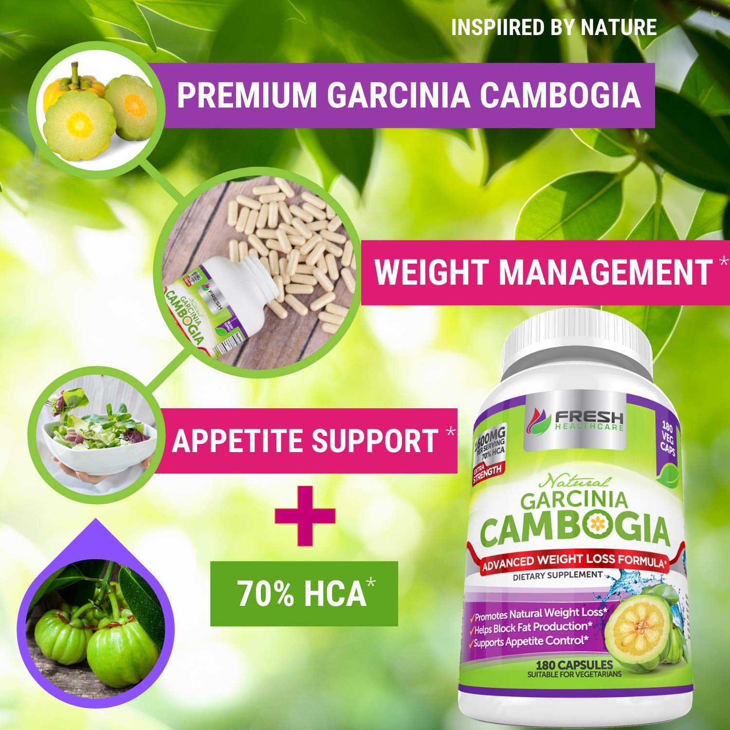 Fresh Healthcare 100% Pure Garcinia Cambogia Extract - All Natural Appetite Suppressant FRESH HEALTHCARE uk supplements