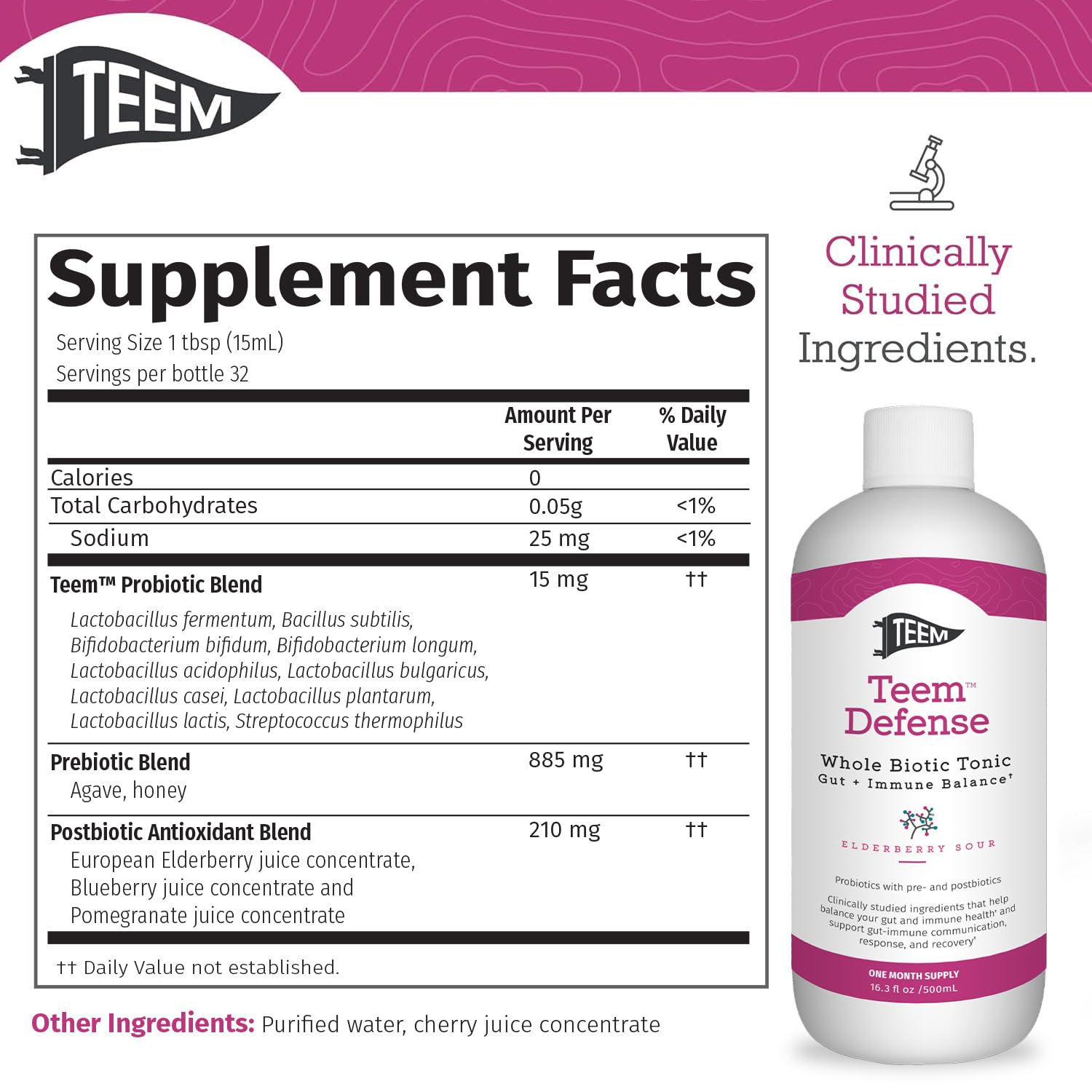 Teem Defense Liquid Probiotic with Elderberry, Whole Biotic Tonic for Digestion & Immunity, Prebiotic Probiotic & Postbiotic Supplement for Kids and Adults, 30 Day Supply – 16.3 Fl.Oz Teem uk supplements