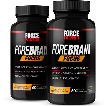 Forebrain Focus Brain Booster, Brain Supplement to Boost Clarity & Concentration, Improve Memory & Sharpness & Productivity, Nootropic Brain Support Supplement, Force Factor, 120 Capsules, Black Force Factor uk supplements