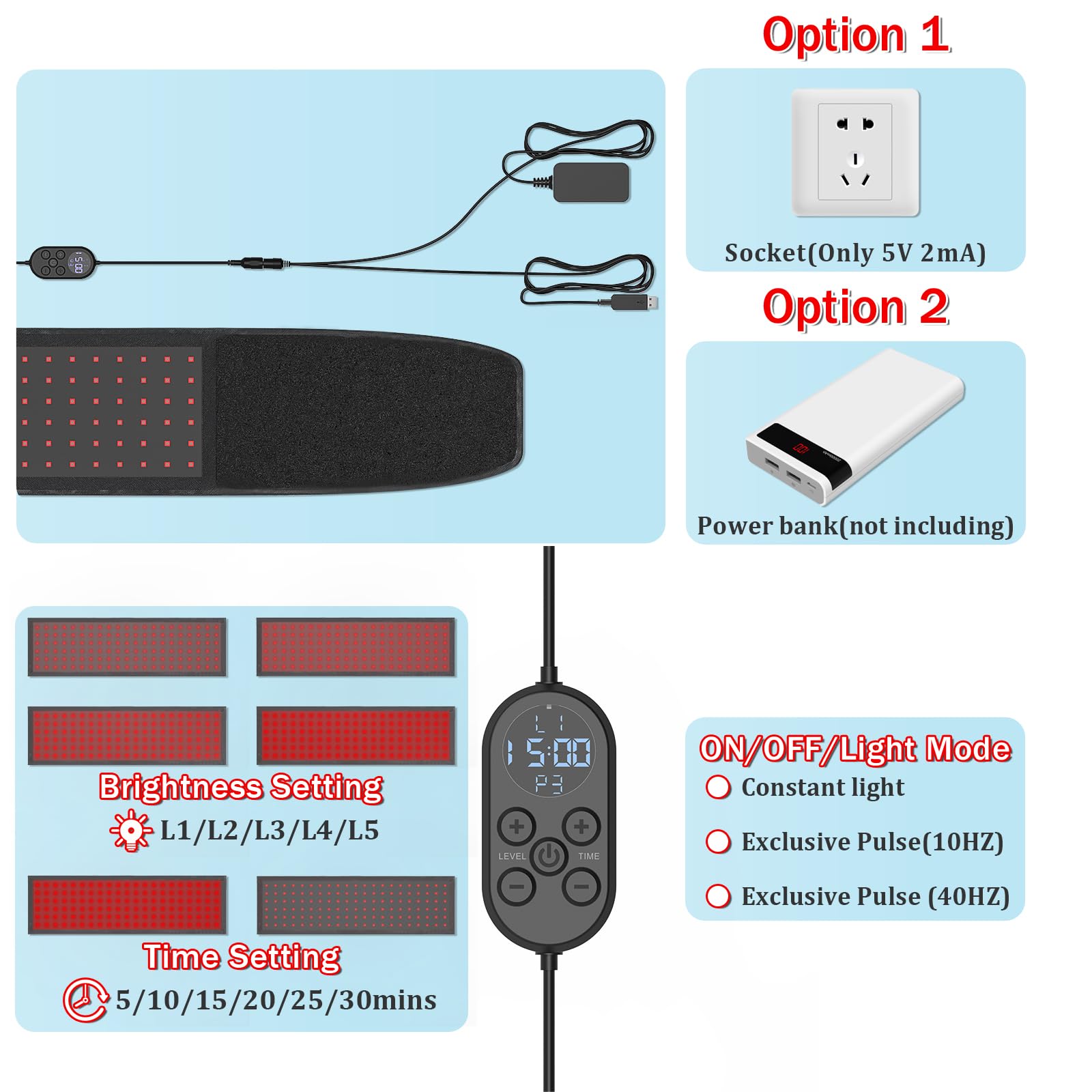 Red Light Therapy Belt Near-Infrared-Light Therapy Wrap for Body Wearable Large Pad for Waist Back Shoulder with Timer Controller Aptoyu uk supplements