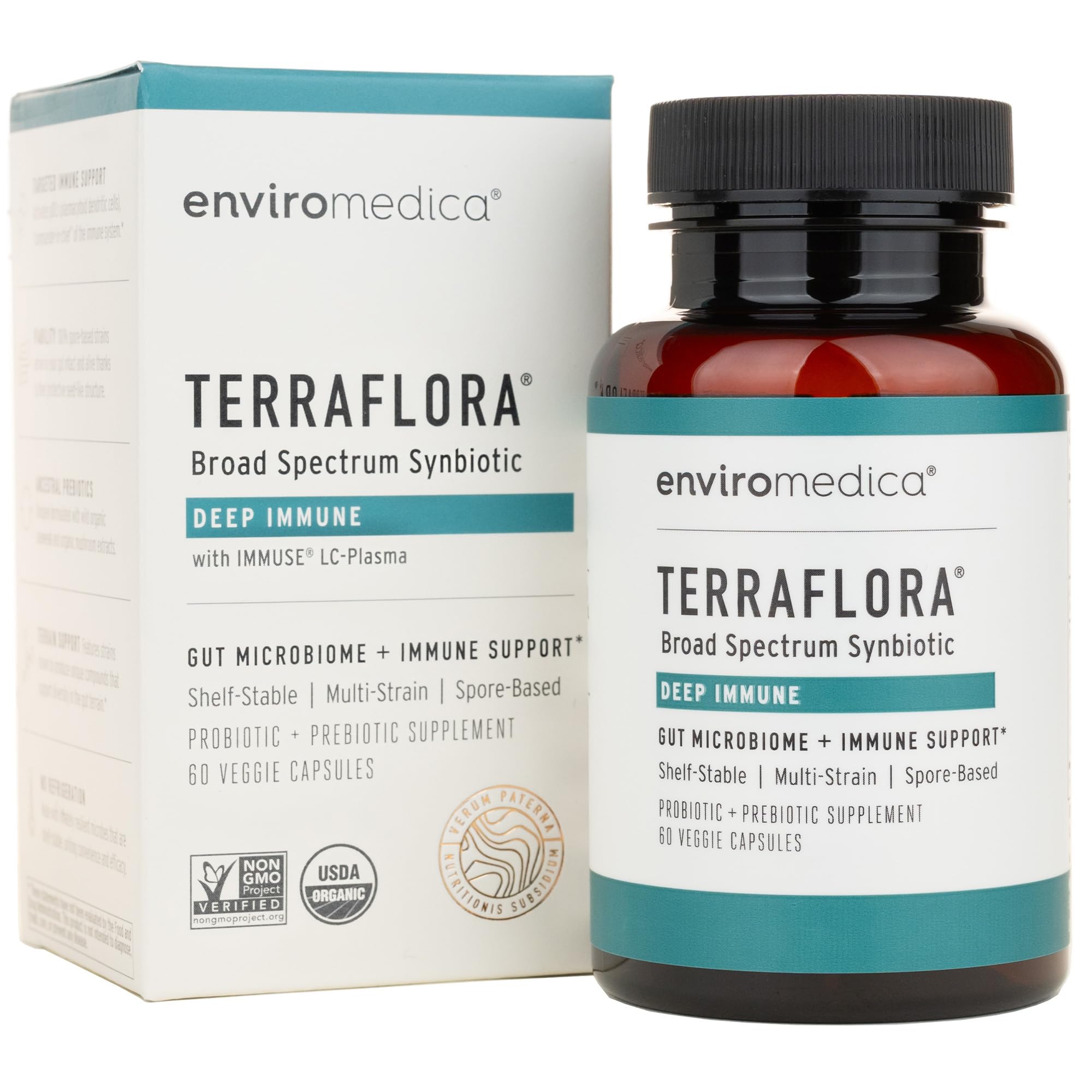 Terraflora Deep Immune Synbiotic- SBO Probiotic and Prebiotic, Immune Support, Gut Health, Soil Based Spore Pre and Probiotics for Women and Men, LC-Plasma, Bacillus Coagulans, Subtilis, 60 Capsules Enviromedica uk supplements
