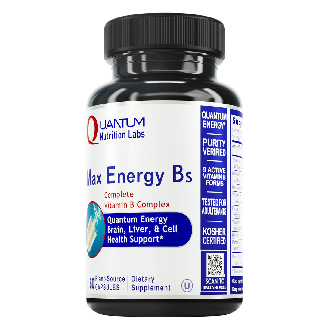 Quantum Nutrition Labs Max Energy Bs - Vitamin B Complex, Methylated B Complex Vitamins with Vitamin B1, B6, B12, Thiamin, Folate and Biotin Quantum Nutrition uk supplements