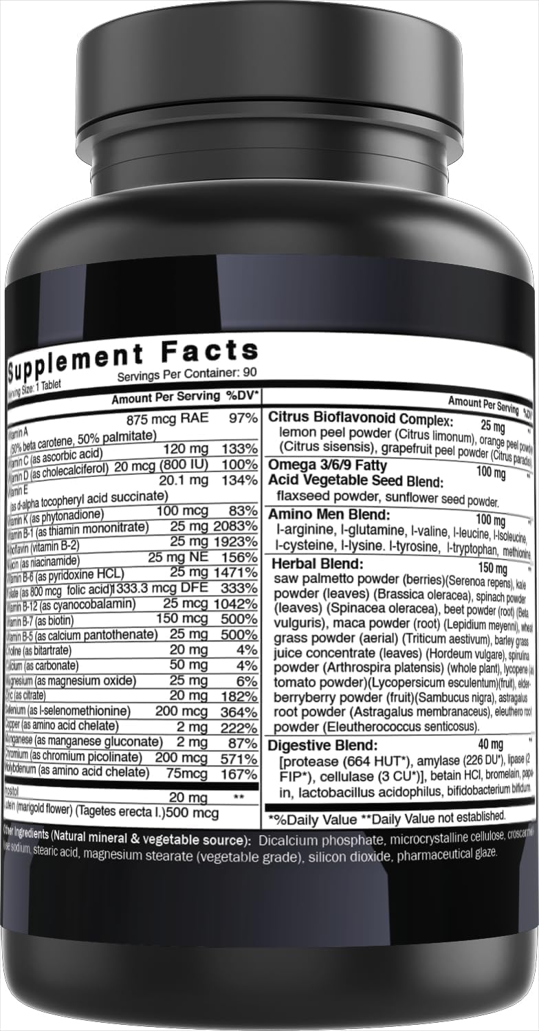 Best Naturals Day-to-Day Men's Multivitamin Food Based Supplement with Vitamin A, L-Arginine, L-Glutamine, L-Lysine- 90 Tablets Best Naturals uk supplements