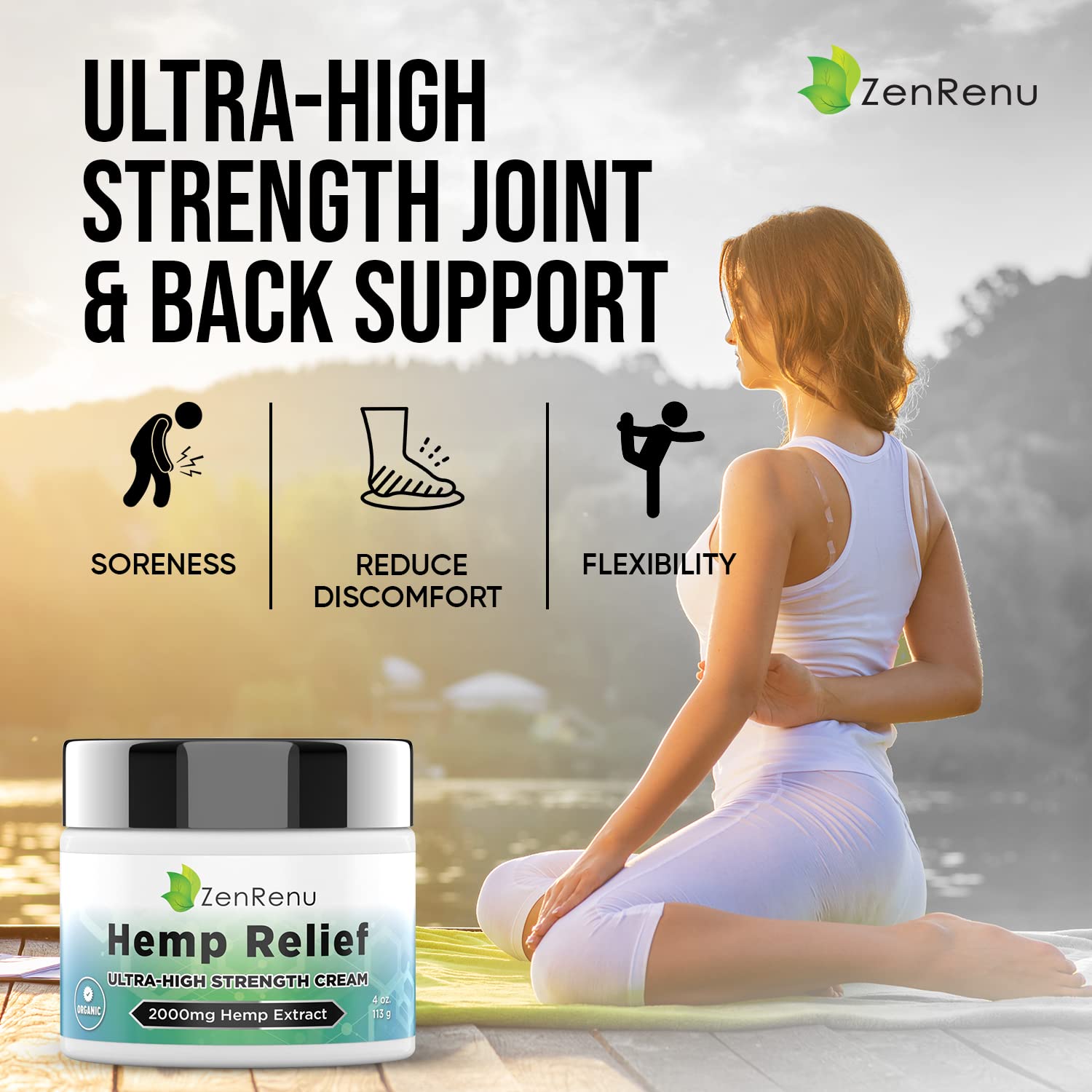 Hemp Cream Maximum Strength - Menthol Rub with Hemp Oil, Arnica, Lavender, Aloe Vera, Kava Kava, & Camphor - Natural Hemp Muscle Rub Cream for Skin, Muscles & Joints - ZenRenu, 4 oz Zenrenu uk supplements