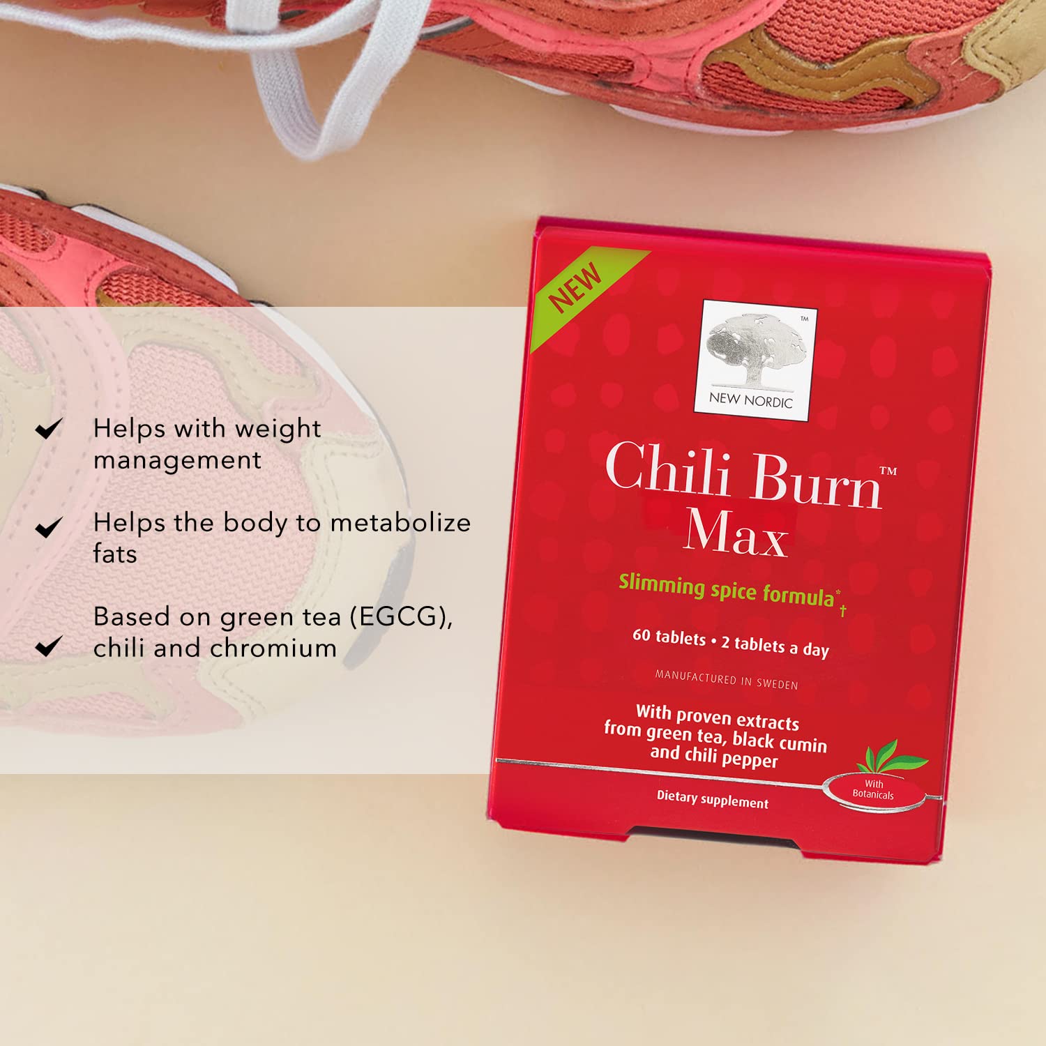 New Nordic Chili Burn Max, Natural Slimming & Weight Loss Formula Supplement, 60 Count (Pack of 1) NEW NORDIC uk supplements