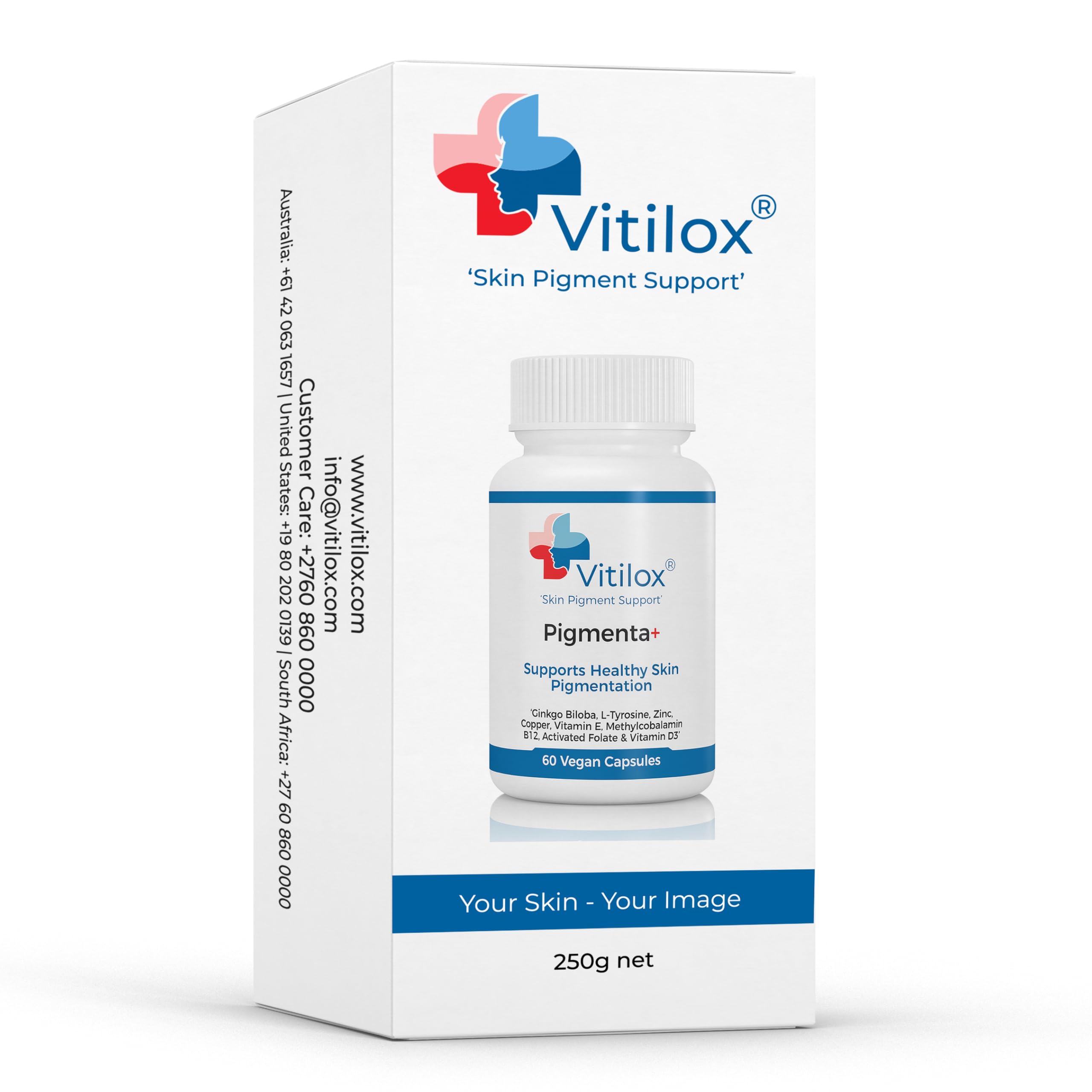 Vitilox Pigmenta+ Advanced, Skin Tone Support Supplement – 60 Tablets | 2 Months | Natural Vitiligo Skin Pigmentation Support | Reduce White Body Spots Vitilox uk supplements