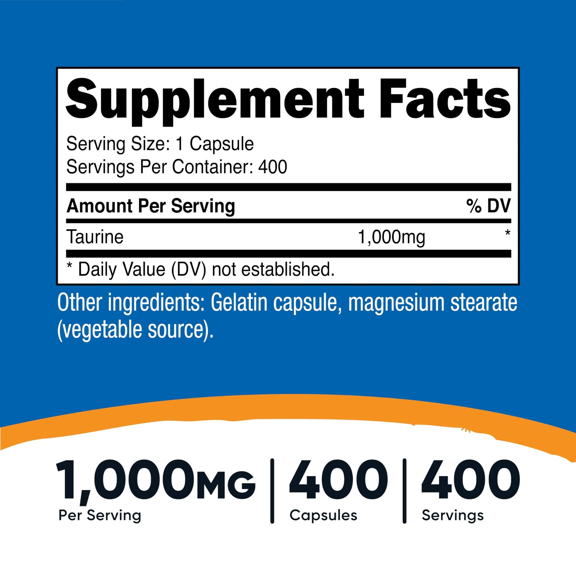 Nutricost Taurine 1000mg, 400 Capsules Nutricost uk supplements