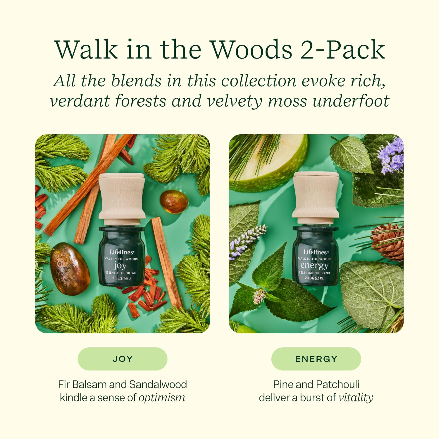 Lifelines Essential Oil Blend 2-Pack, Walk in The Woods: Energy & Joy Oils for Essential Oil Diffuser Lifelines uk supplements