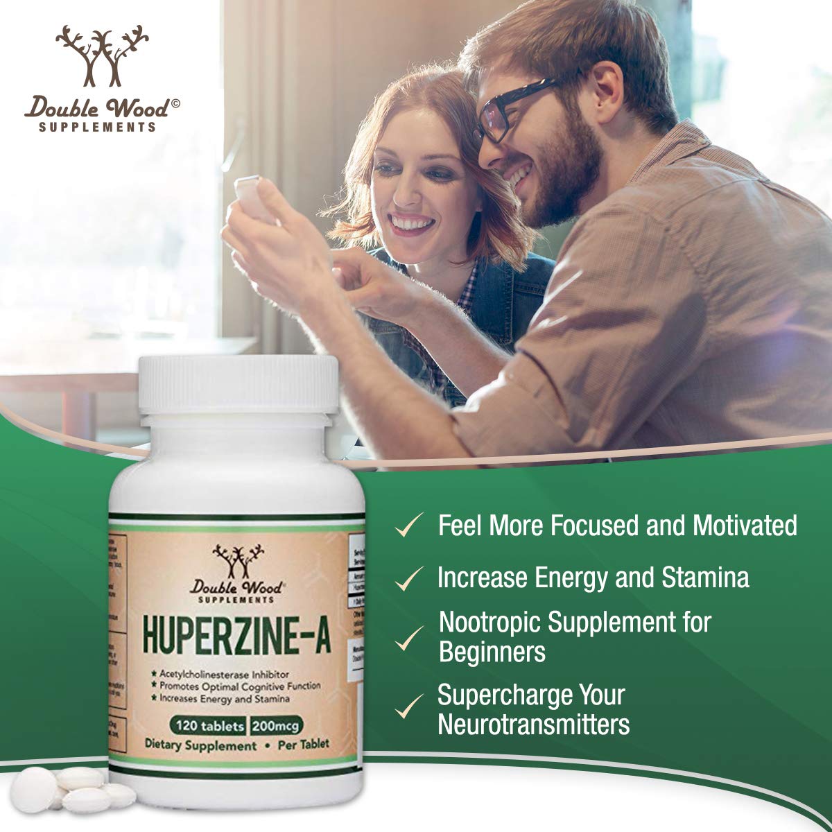 Huperzine A 200mcg (Third Party Tested) 120 Tablets, Brain Supplement to Promote Acetylcholine (Acetylcholinesterase Inhibitor) - Supports Memory and Focus by Double Wood Double Wood Supplements uk supplements