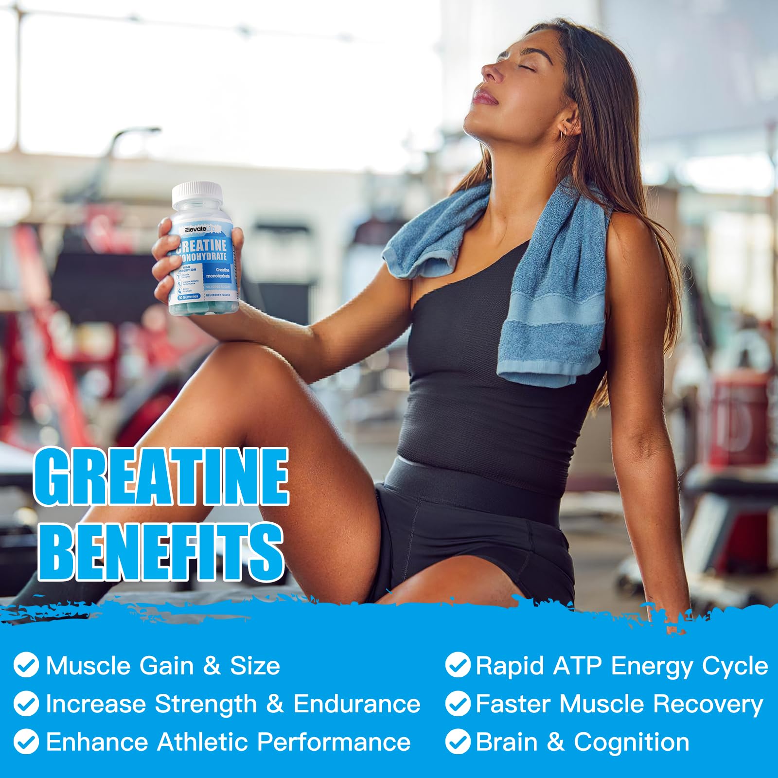 ElevateLife Creatine Monohydrate Gummies 5000mg for Men & Women, Chewables ElevateLife uk supplements