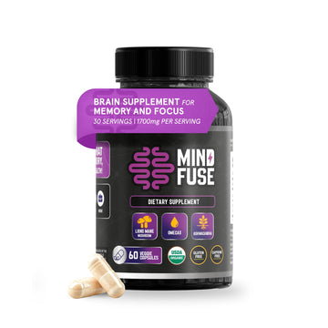 Nootropic Memory Booster Supplement for Adults - Lion’s Mane Capsules with Omega-3, Ashwagandha & L-Theanine for Focus & Memory - Gluten-Free 60 Capsules Mind Fuse uk supplements