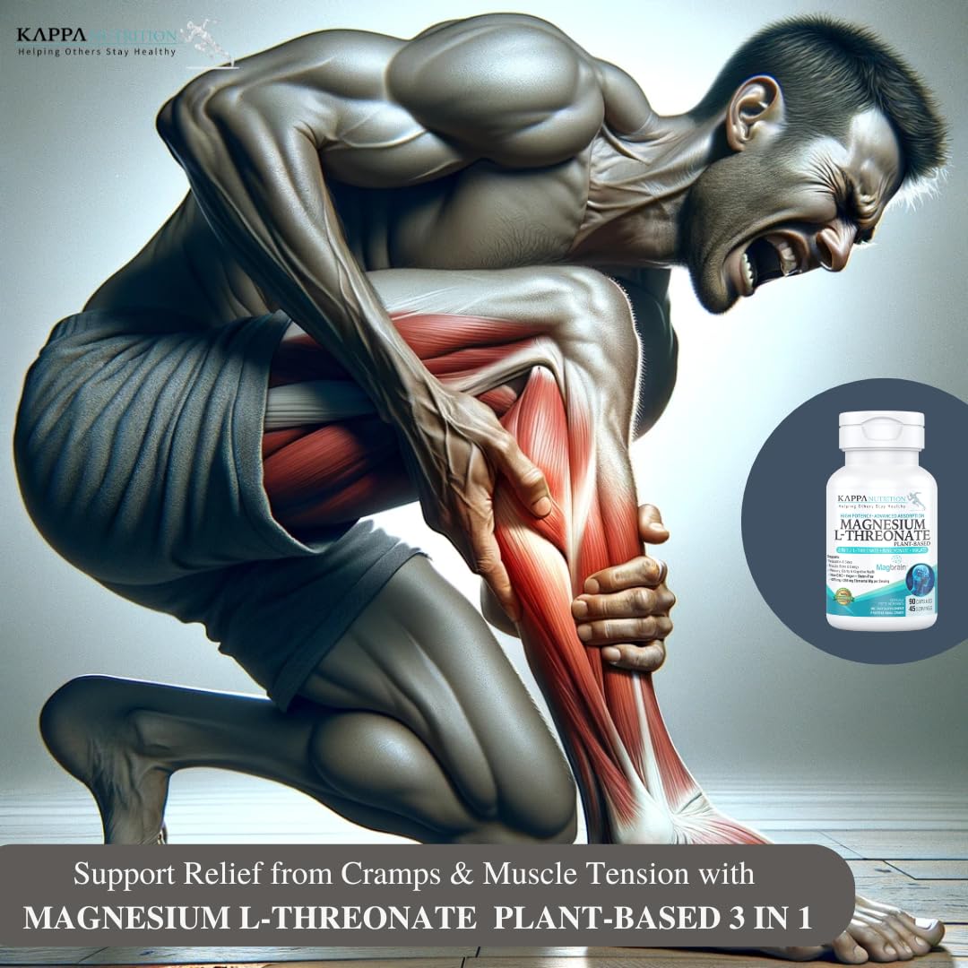 Kappa Nutrition Powered by Magbrain™ Magnesium L-Threonate Plant-Based, 90 Vegan Capsules, 420mg Elemental Magnesium (3 Capsules) from 2,253mg, Brain, Sleep & Muscle Support. KAPPA NUTRITION uk supplements