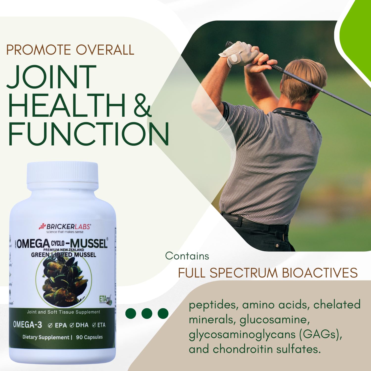 Bricker Labs Omega Cyclo - Mussel Joint Health Supplement, Premium New Zealand Green Lipped Mussel, Full Spectrum Omega Joint Supplements for Joint Health and Comfort, 90 Capsules Bricker Labs uk supplements