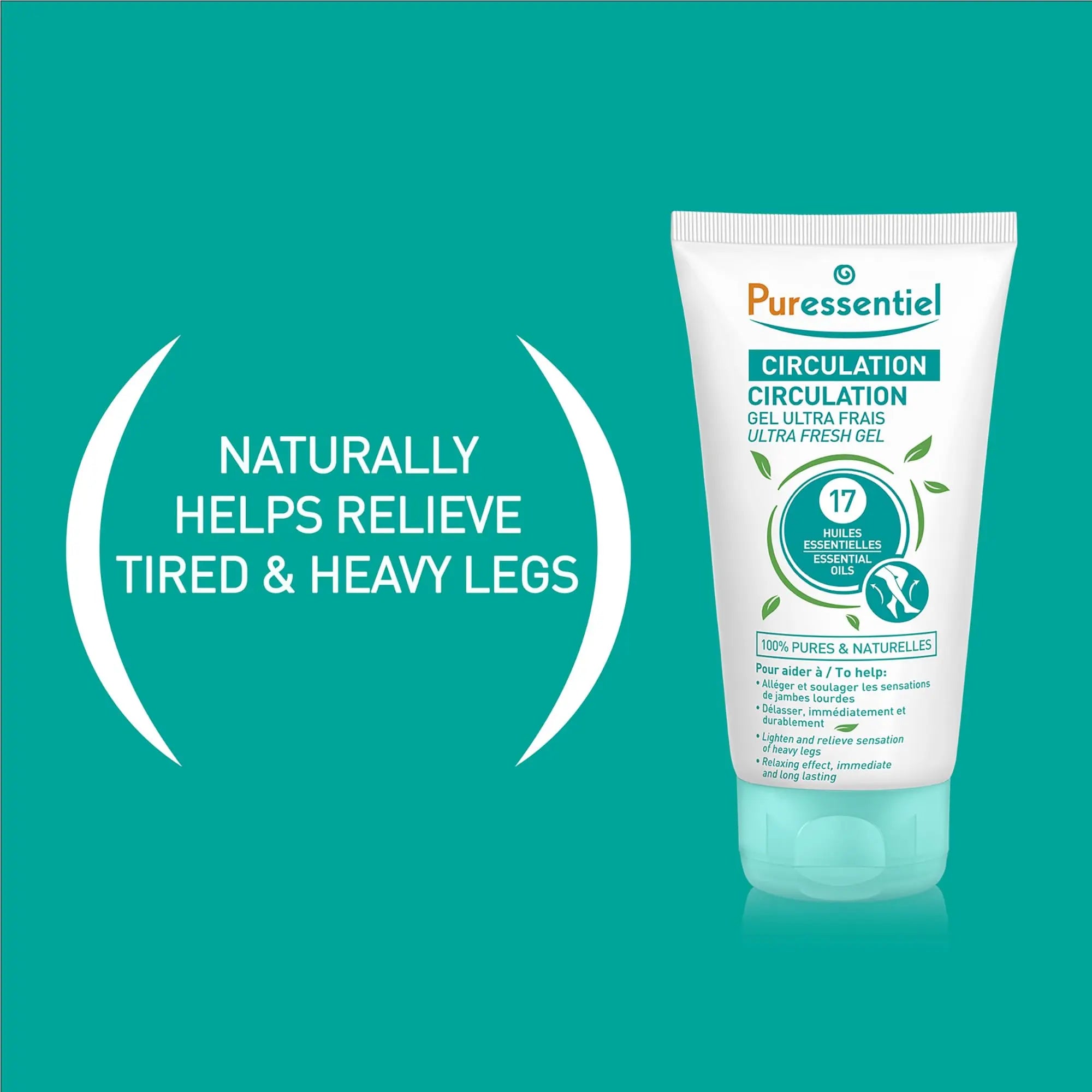 Puressentiel Soothing Gel for Tired Feet, Ankles, Legs - Aromatherapy Lotion with 17 Essential Oils for Body and Skin - Instant, Lasting Relief and Circulation - Natural and Alcohol Free - 4.22 oz Puressentiel uk supplements