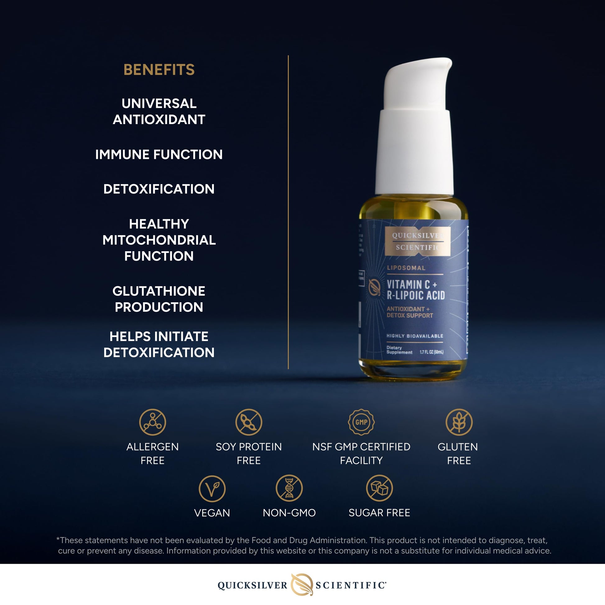 Quicksilver Scientific Vitamin C + R Lipoic Acid - Liposomal Vitamin C with RLA - Antioxidant, Detox & Immune Support Supplement - with Superior Absorption (50 ml) Quicksilver Scientific uk supplements