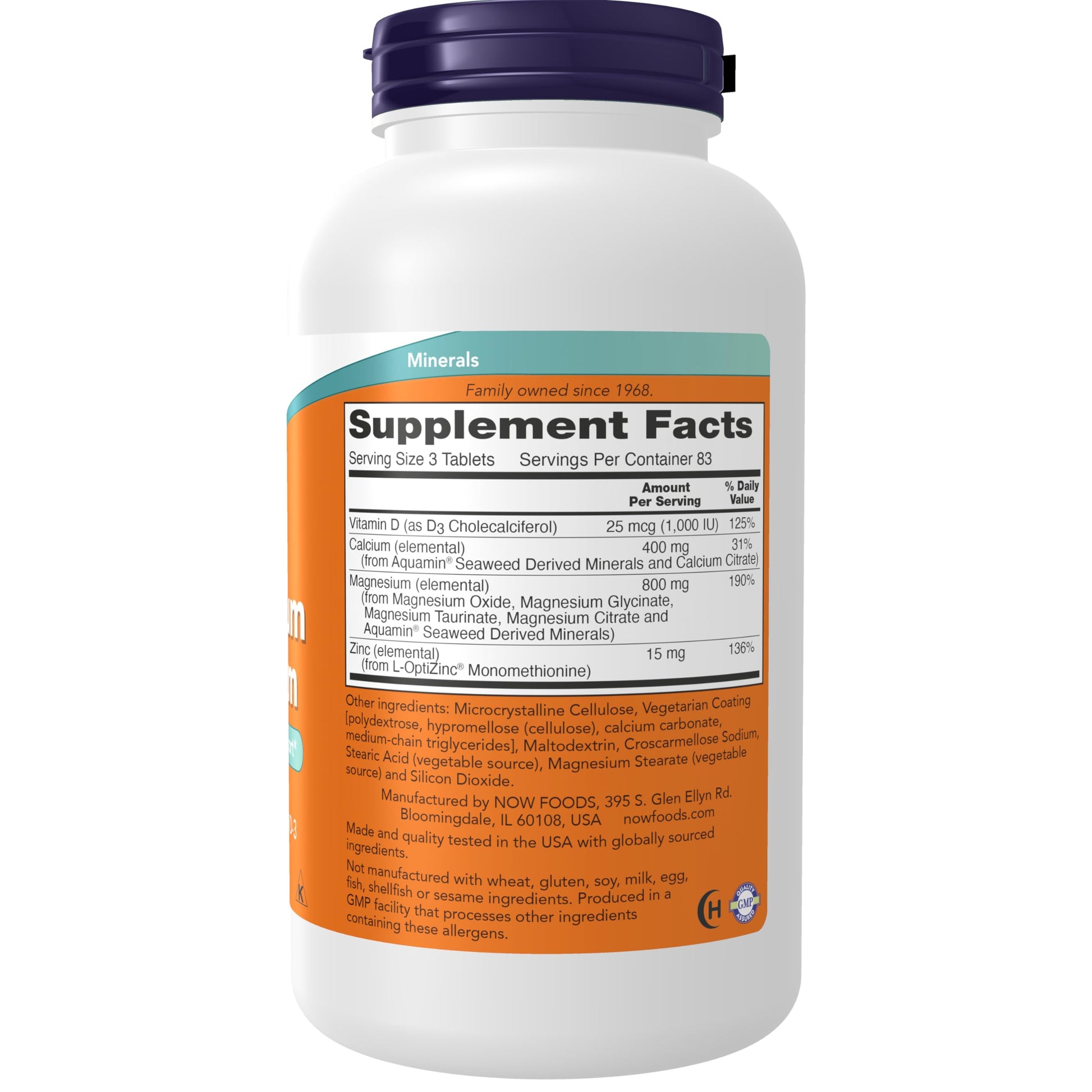 NOW Foods Supplements, Magnesium & Calcium, With Zinc and Vitamin D-3, Nerve and Bone Support*, 250 Tablets NOW Foods uk supplements