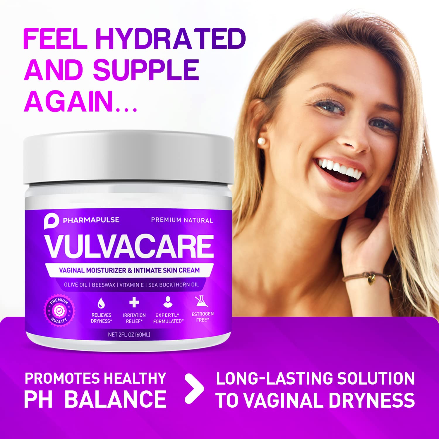 Pharmapulse Vaginal Moisturizer, Vulva Balm Cream, Intimate Skin Care, Menopause Support Pharmapulse uk supplements