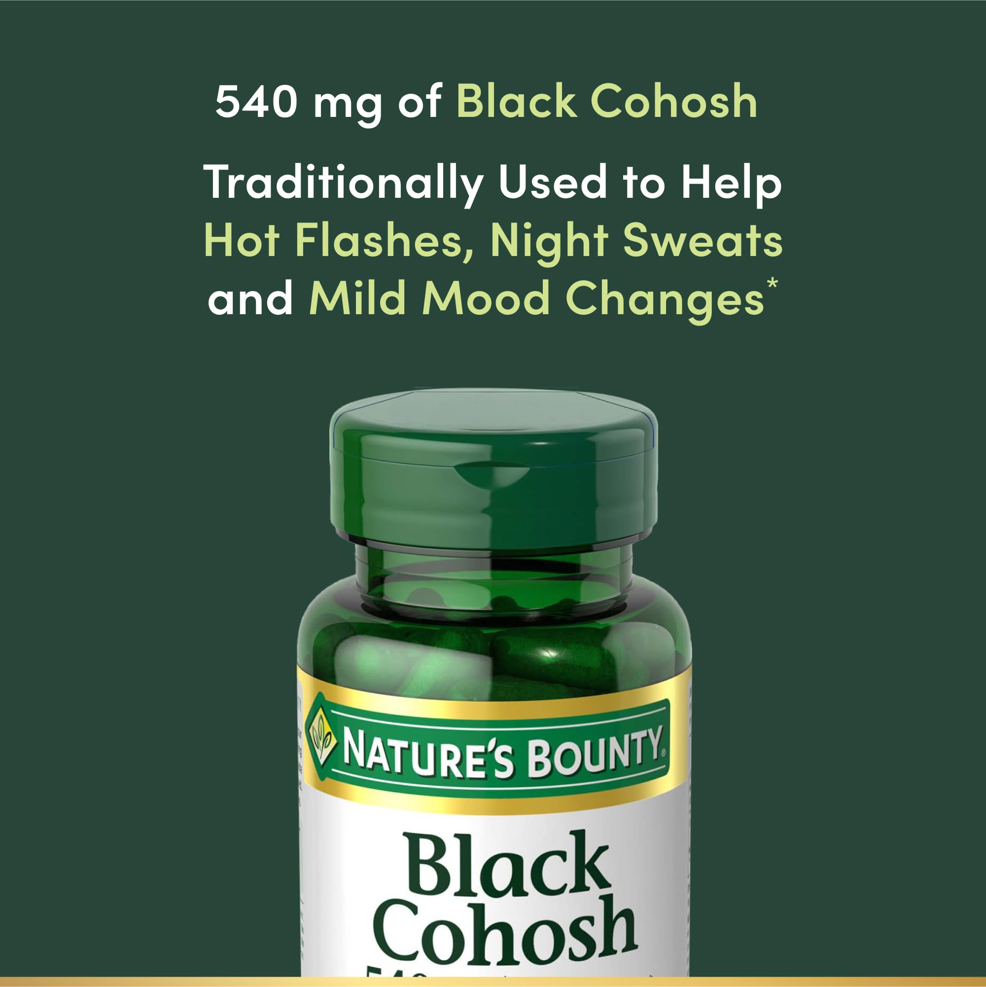 Nature's Bounty Black Cohosh Root Pills and Herbal Health Supplement, Natural Menopausal Support, 540 mg, 100 Capsules Nature's Bounty uk supplements