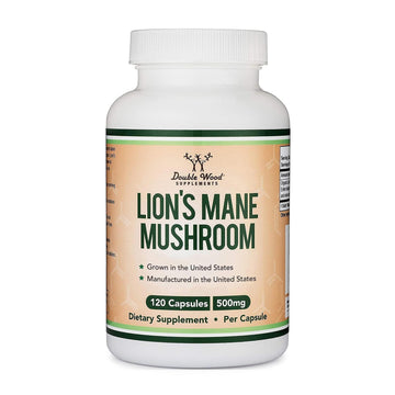 Organic Lions Mane Mushroom Capsules (120 Count), for Focus Support and Immune Health, Third Party Tested and Grown in The USA - by Double Wood Double Wood Supplements uk supplements