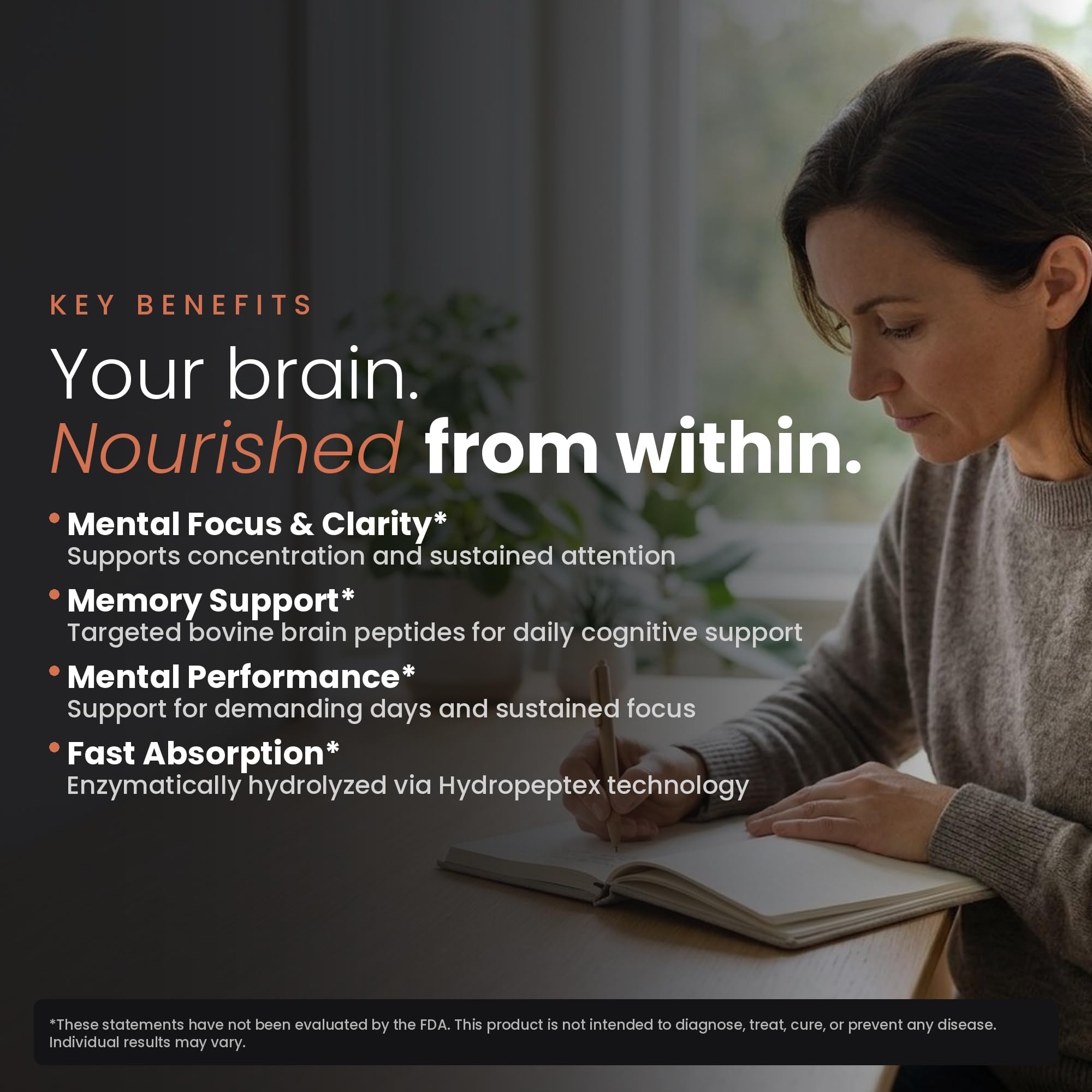 Nootropic Brain Supplement – Grass-Fed Bovine Brain Peptides for Focus, Memory & Mental Clarity – Ancestral Cognitive Support – Argentine Pasture-Raised, Non-GMO – 60 Capsules VILLAR BIOTECH uk supplements