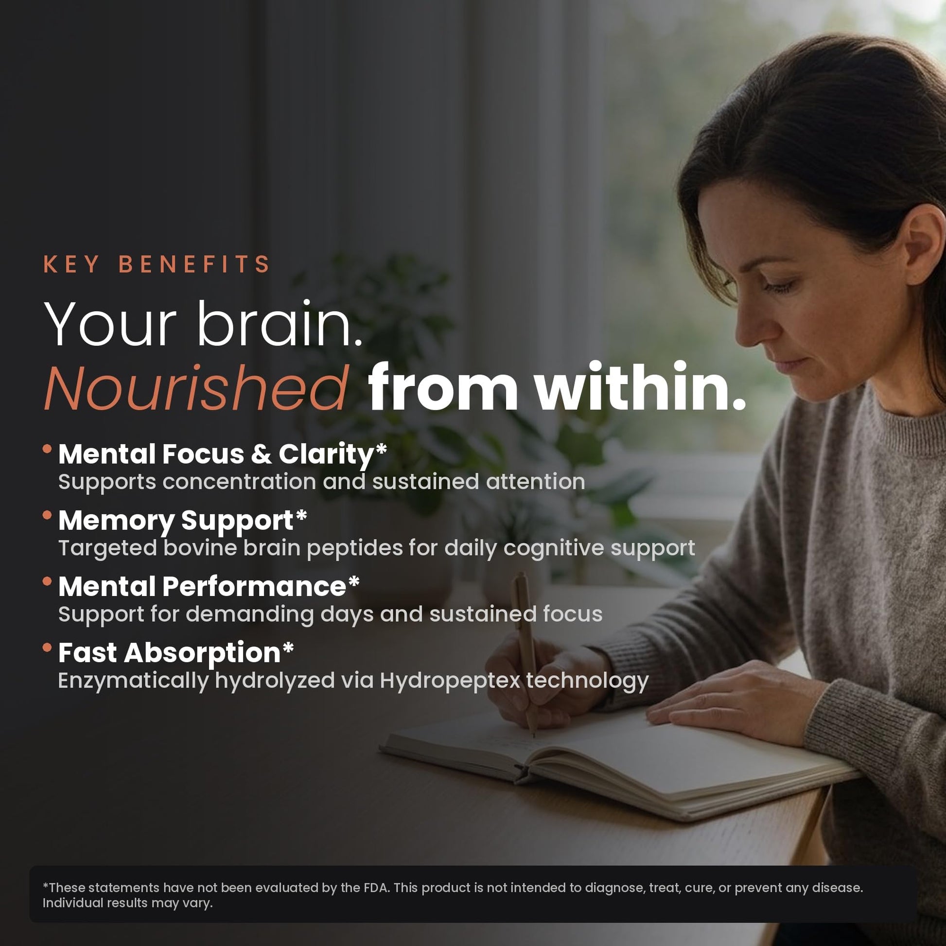 Nootropic Brain Supplement – Grass-Fed Bovine Brain Peptides for Focus, Memory & Mental Clarity – Ancestral Cognitive Support – Argentine Pasture-Raised, Non-GMO – 60 Capsules VILLAR BIOTECH uk supplements