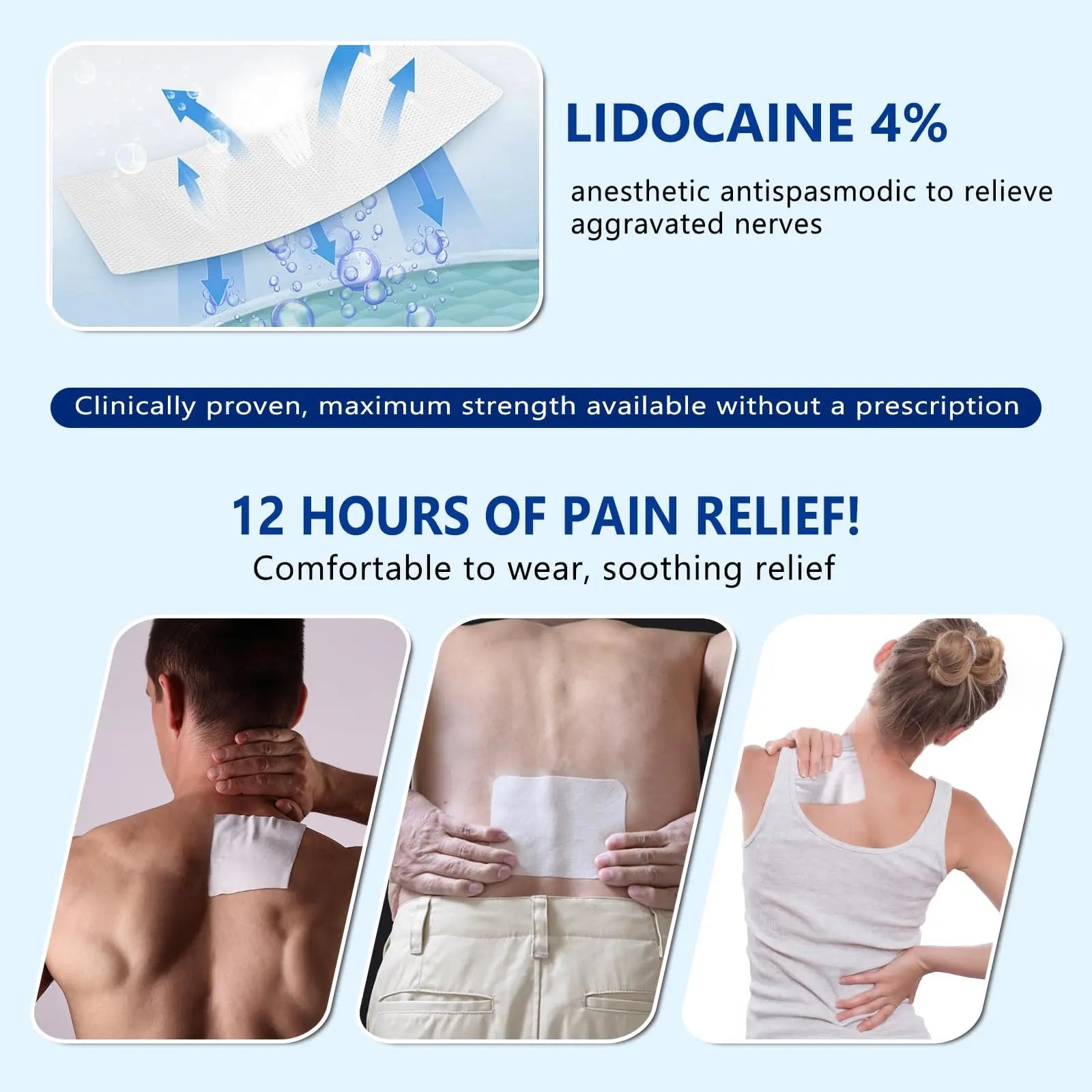 KIbabyDI Professional Lidocaine Pain Relief Patches - 20 Count | 4% Medicated Gel Patches for Targeted Joint & Muscle Comfort | Long-Lasting 12-Hour Relief, Ultra-Flexible Design -lb265 KIbabyDI uk supplements