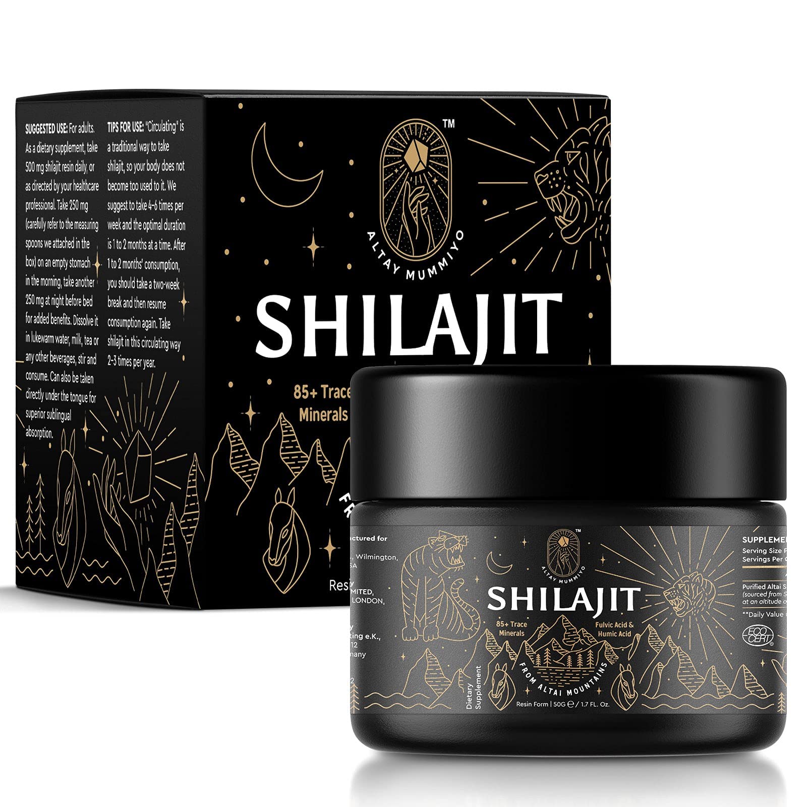 Shilajit Resin with Fulvic Acid & Trace Minerals, Original Siberian Pure Shilajit with 85+ Humic ALTAY MUMMIYO uk supplements