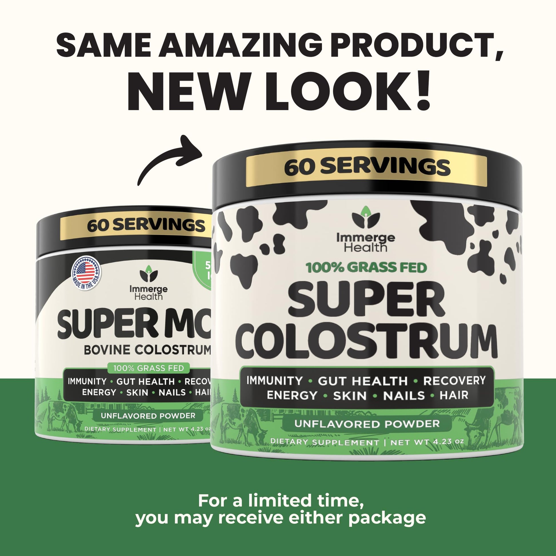 Immerge Health Super Colostrum Powder (60 Servings) – Premium Bovine Colostrum Supplement for Gut Health, Bloating & Immune Support – High IgG, 100% Grass Fed First Milking, Unflavored, Made in USA ImmergeHealth.com uk supplements