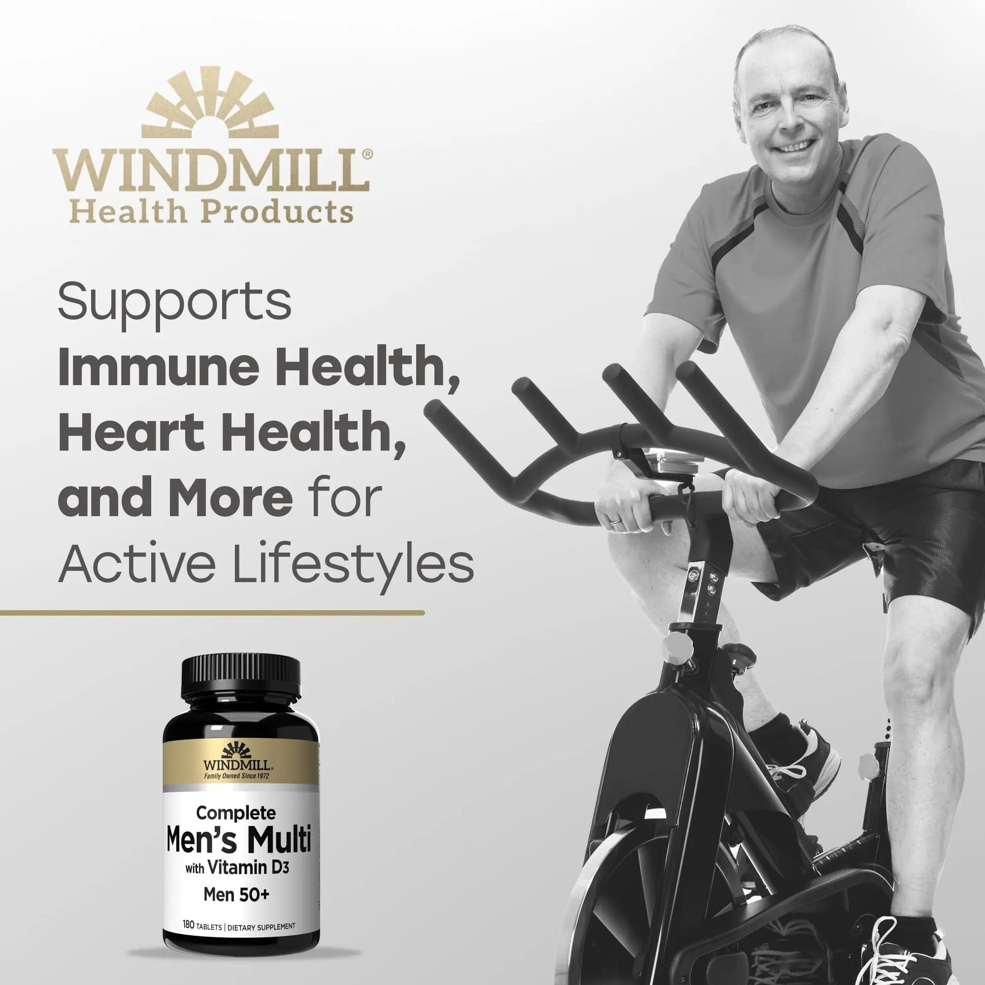 Windmill Natural Vitamins Men’s Multi 50+, with Vitamin D3, Mens Multivitamins for Daily Nutritional Support, Multivitamin for Men, 180 Tablet, 180 Day Supply Windmill uk supplements
