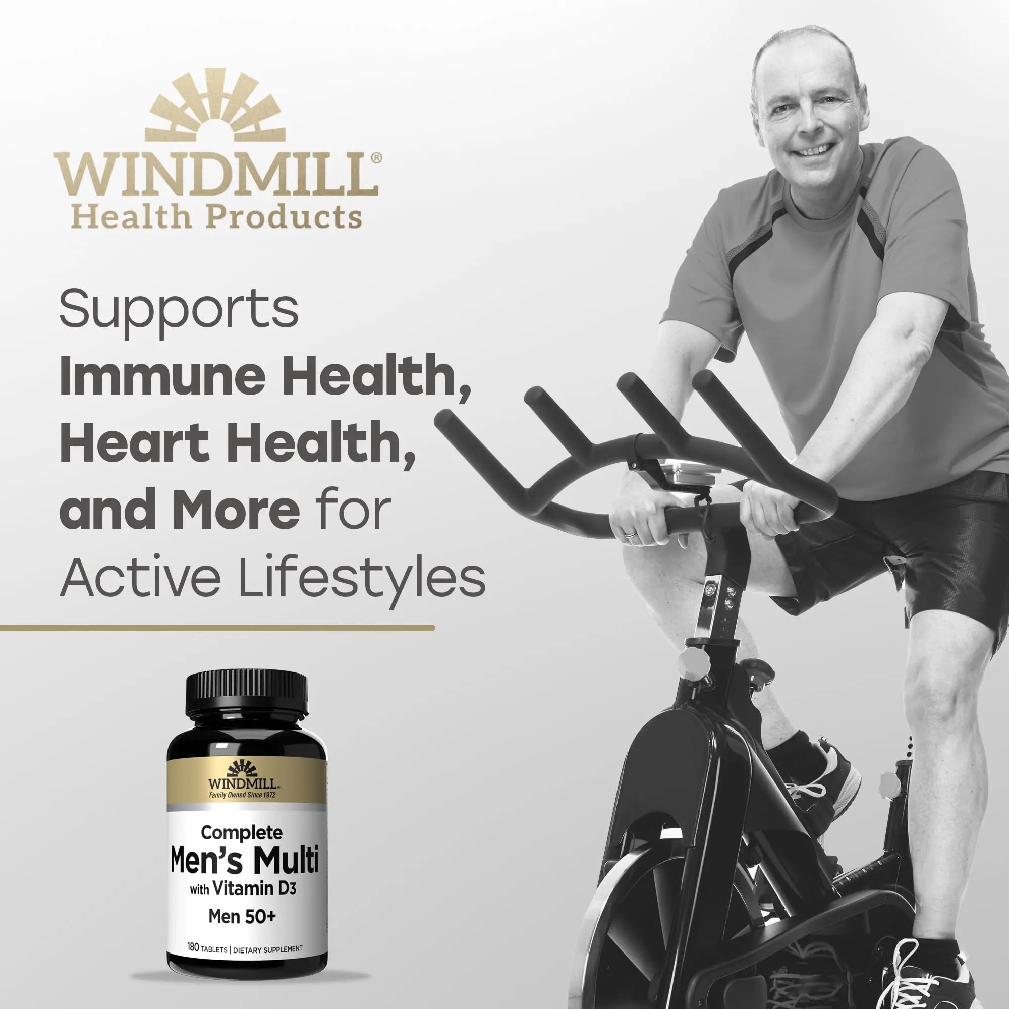 Windmill Natural Vitamins Men’s Multi 50+, with Vitamin D3, Mens Multivitamins for Daily Nutritional Support, Multivitamin for Men, 180 Tablet, 180 Day Supply Windmill uk supplements