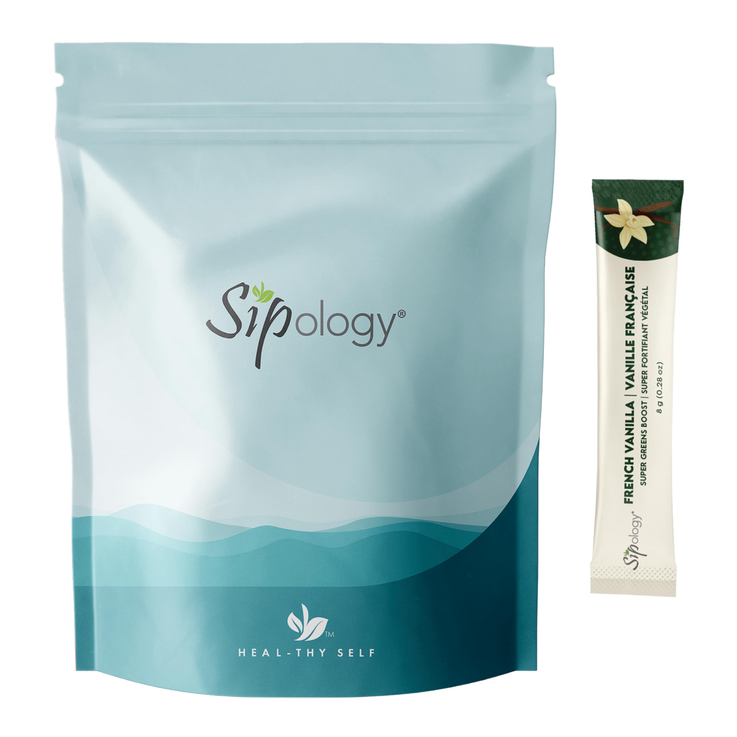 Sipology: Super Greens Boost - French Vanilla - 10 Stick Pack, Superfoods-Vitamins-Minerals-Nutrients, Mix Powder w/Water-Smoothies-Protein Shakes Sipology uk supplements