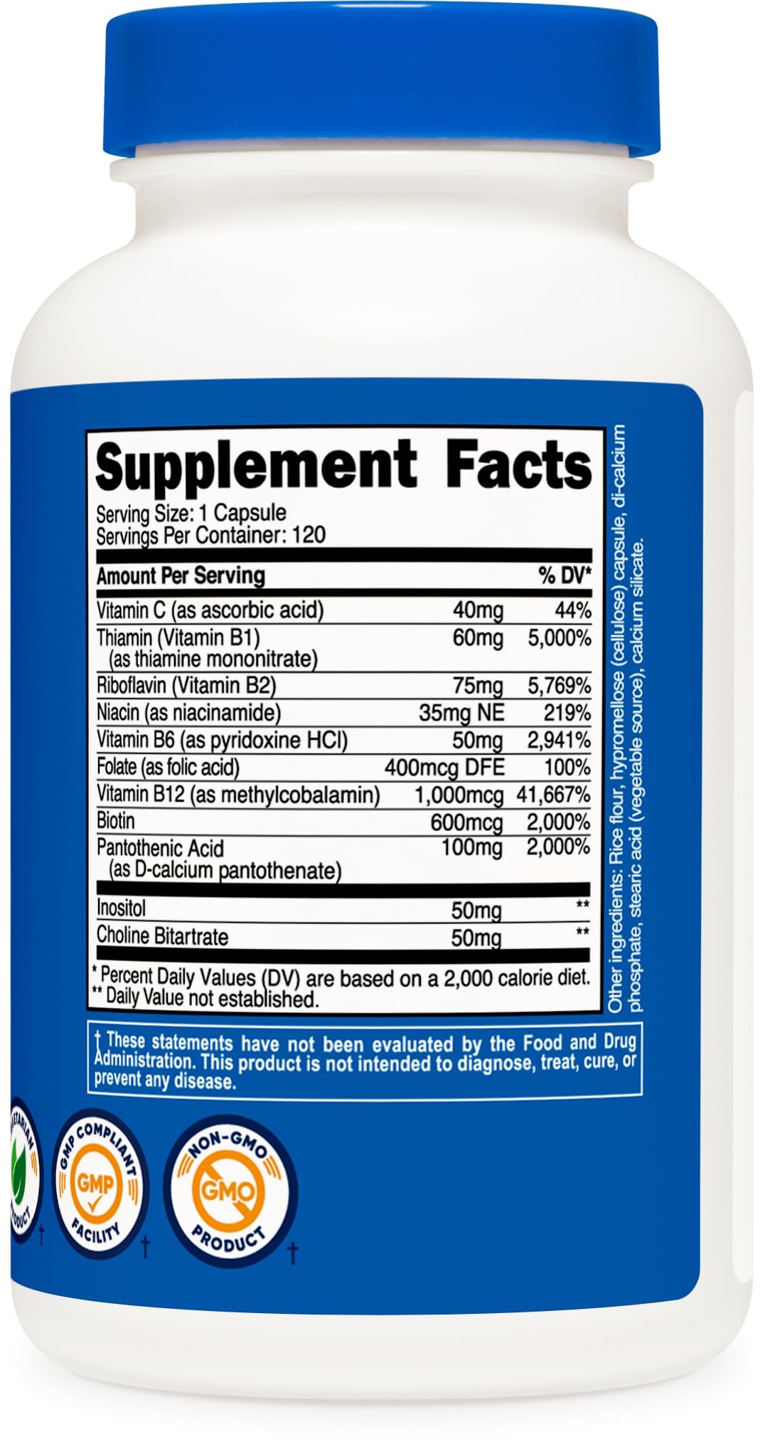 Nutricost High Potency Vitamin B Complex 460mg, 120 Capsules - with Vitamin C - Energy Nutricost uk supplements