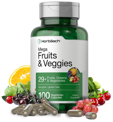 Horbäach Mega Fruits and Veggies Supplement | 100 Capsules | Vegetarian, Non-GMO and Gluten Free Horbäach uk supplements