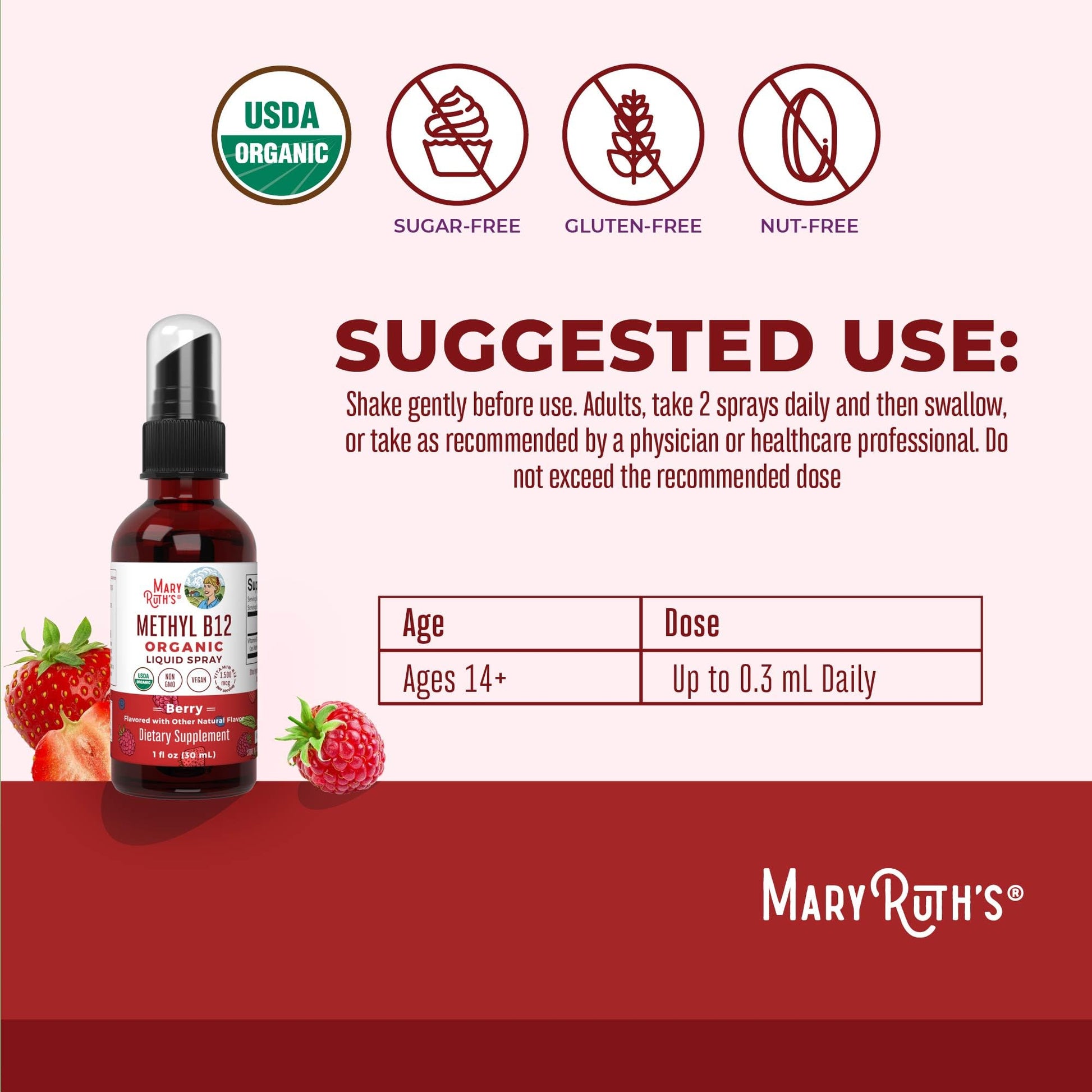 MaryRuth Organics Methyl B12 Spray | 1,500 mcg B12 Per Serving | Methylcobalamin | Energy Metabolism | Nervous System Support | Neuro Health | Vegan | Gluten Free | Sugar Free | 1 Fl Oz MARYRUTH'S uk supplements