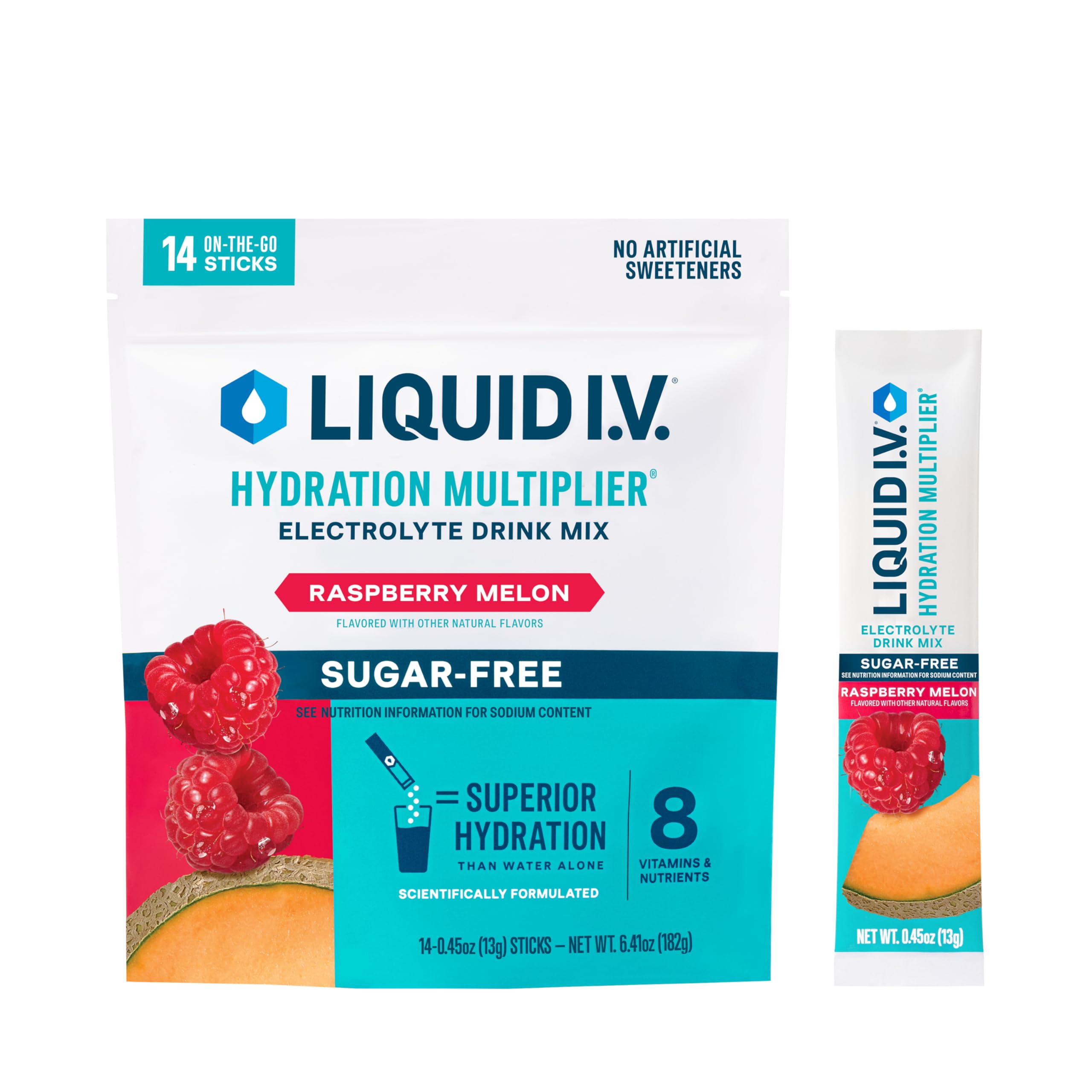 Liquid I.V.® Hydration Multiplier Sugar-Free - Raspberry Melon | Electrolyte Powder Drink Mix | 1 Pack (14 Servings) Liquid I.V. uk supplements