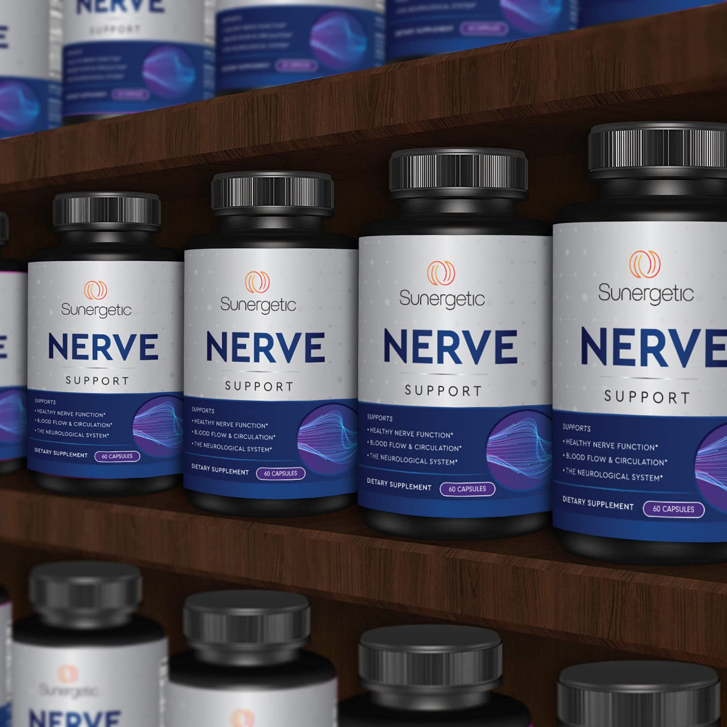 Premium Nerve Support Supplement – with Alpha Lipoic Acid (ALA) 600 mg, Acetyl-L-Carnitine (ALC) & Benfotiamine - Nerve Support Formula for Healthy Circulation, Feet, Hands & Toes - 60 Capsules Sunergetic uk supplements