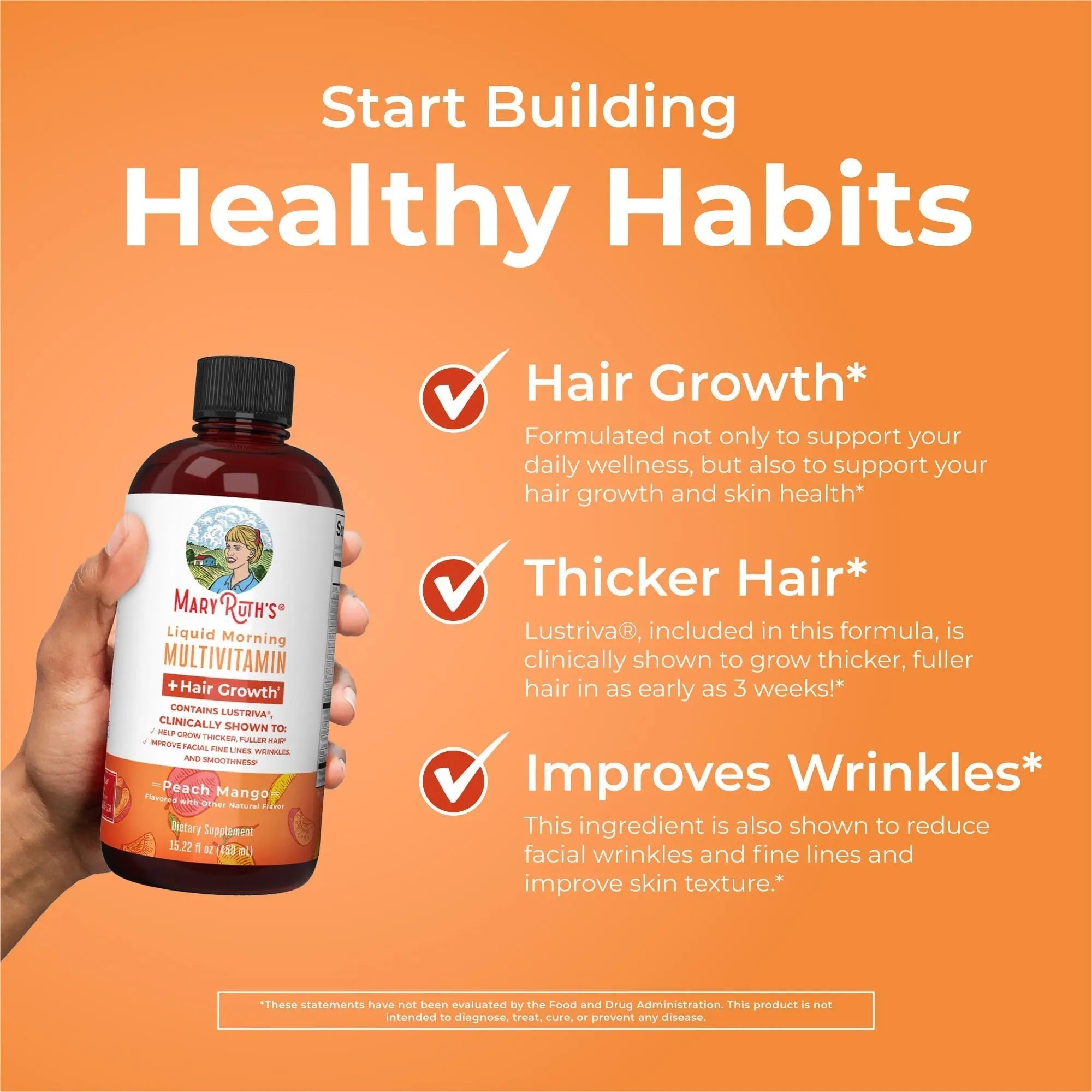 MaryRuth's MaryRuth's Liquid Morning Multivitamin +Hair Growth (Peach Mango, 15.22oz) & Iron Liquid (Berry) | Clean Label Project Verified® | MARYRUTH'S uk supplements