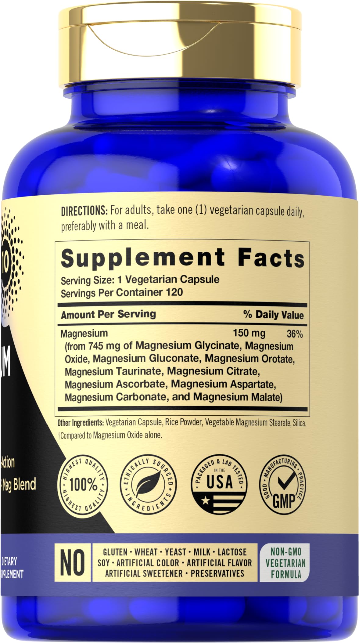 Magfusion-10 Magnesium Complex Supplement 745mg | 120 Capsules | 10 in 1 Blend | Vegetarian, Non-GMO, Gluten Free Magfusion-10 uk supplements