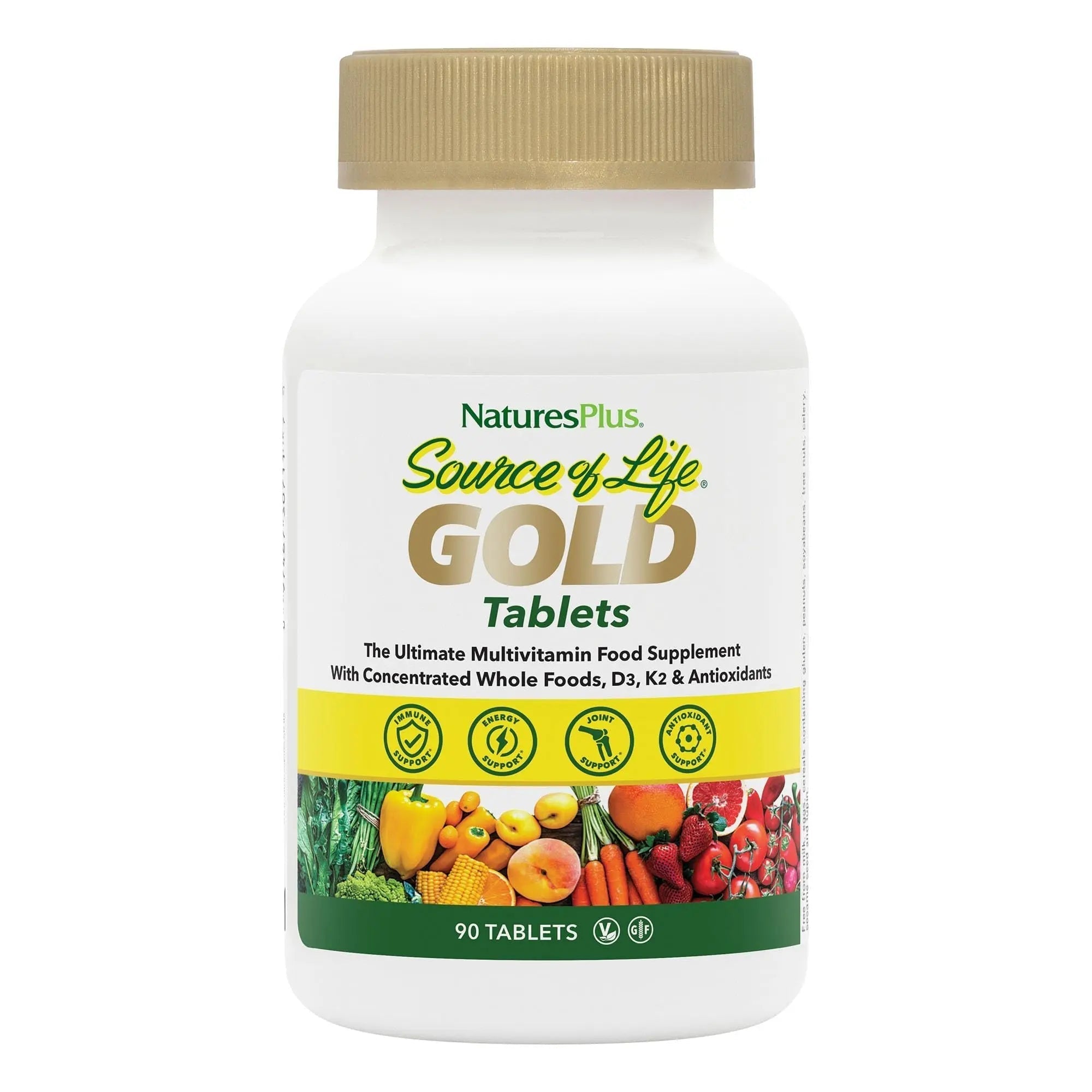 NaturesPlus Source of Life Gold Multivitamin - 90 Tablets - with Vitamins D3, B12 & K2 - Blood, Bone & Immune Support Aus Healthcare uk supplements