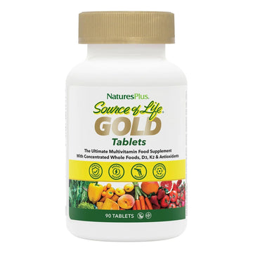 NaturesPlus Source of Life Gold Multivitamin - 90 Tablets - with Vitamins D3, B12 & K2 - Blood, Bone & Immune Support Aus Healthcare uk supplements