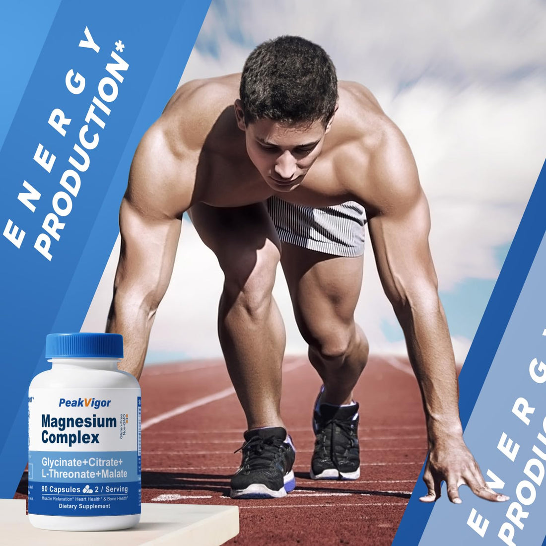 5 in 1 Magnesium Complex, 976mg Complex with Magnesium Glycinate, Citrate, Malate & L-Threonate, Vitamin B6 for High Absorption, Third Party Tested, Gluten-Free, Easy-Swallow Vegan Capsule PeakVigor uk supplements