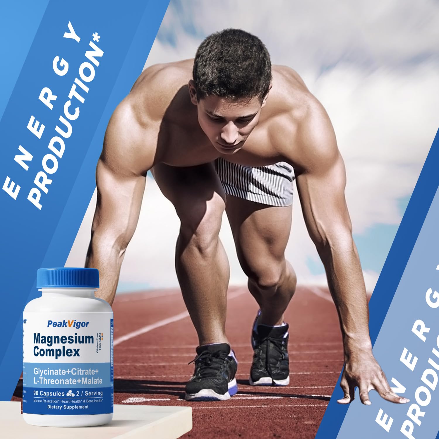 5 in 1 Magnesium Complex, 976mg Complex with Magnesium Glycinate, Citrate, Malate & L-Threonate, Vitamin B6 for High Absorption, Third Party Tested, Gluten-Free, Easy-Swallow Vegan Capsule PeakVigor uk supplements