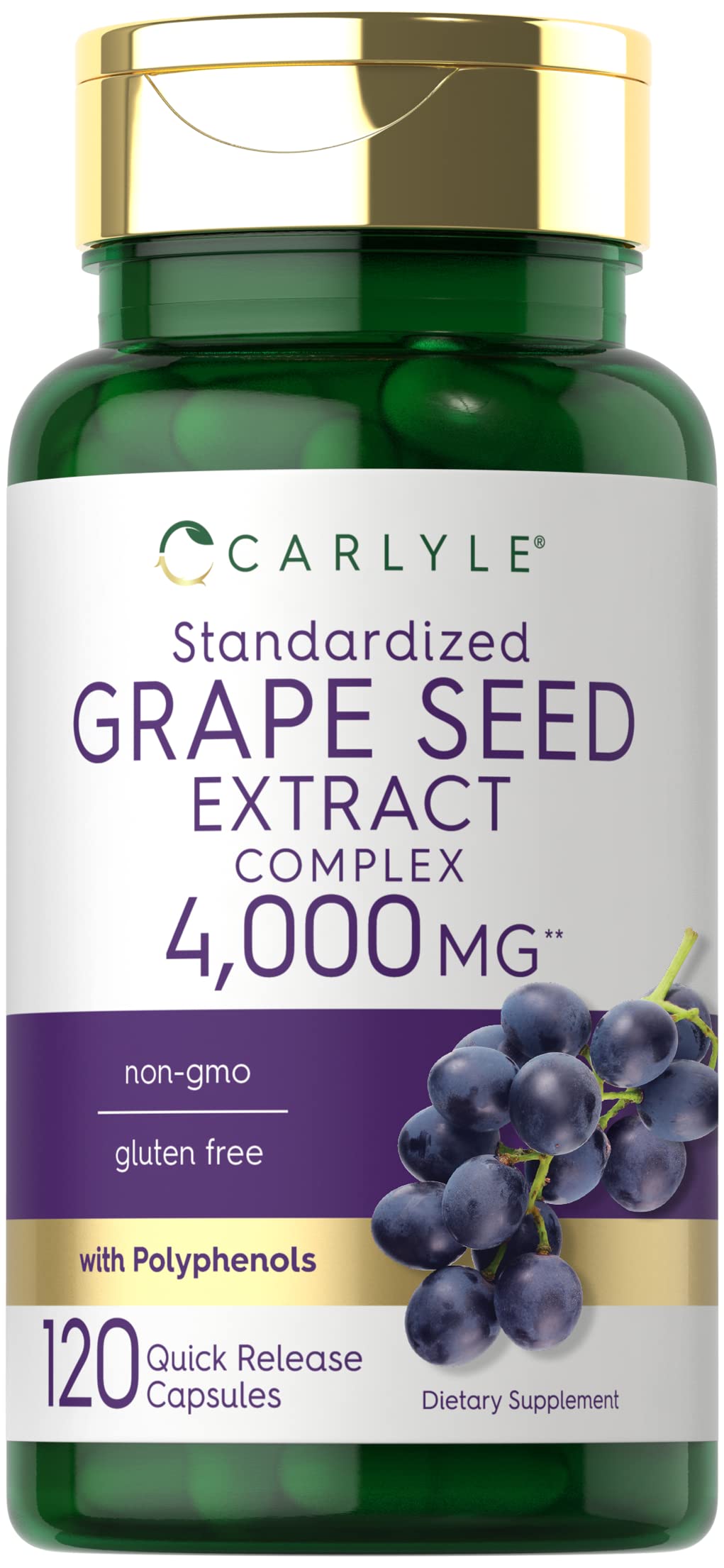 Carlyle Grape Seed Extract 4,000mg | 120 Quick Release Capsules | Standardized Extract Carlyle uk supplements