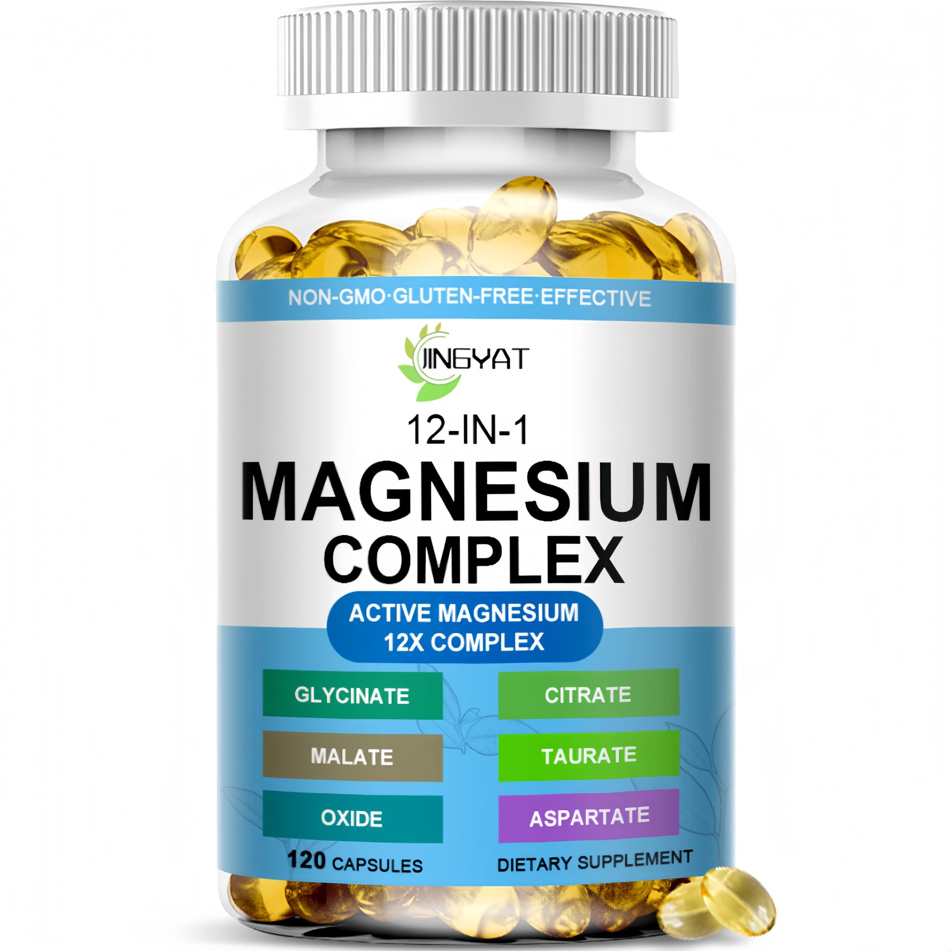 Magnesium Complex Softgels - 12-in-1 Magnesium Supplement with Glycinate,Citrate,Malate,Oxide,Taurate - High Absorption Magnesium Complex for Women & Men for Muscle, Heart, Sleep, Bone, Nerve Support JINGYAT uk supplements